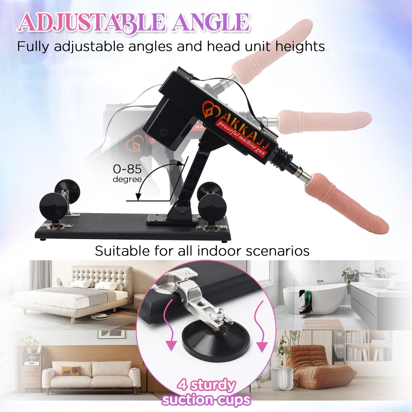 AKKAJJ Larger Motor Sex Machine with a Special Heatable Dildo Automatic Thrusting Machine with Male Masturbation Cup Sex Toys for Women and Men Black