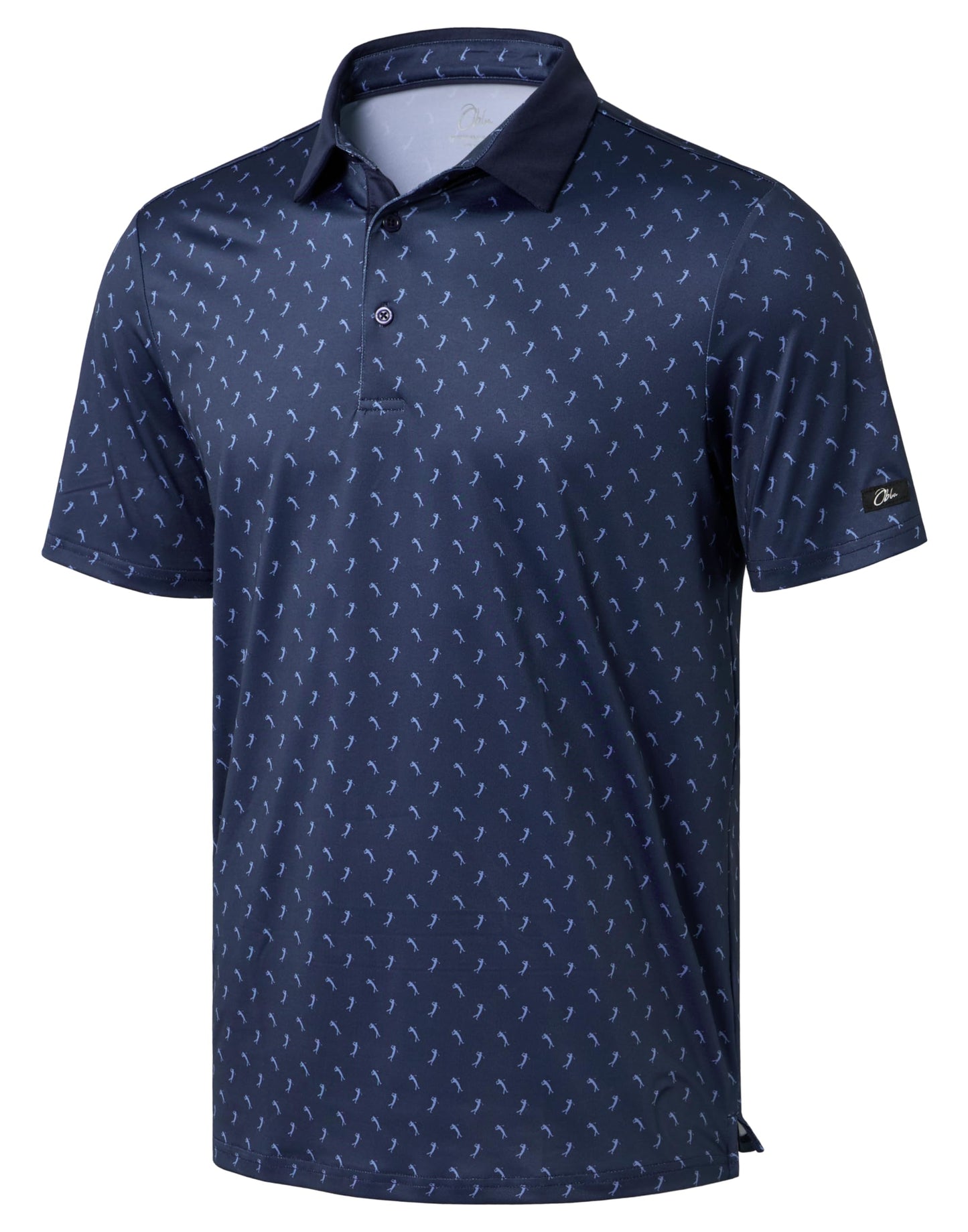 Obla Mens Golf Polo Shirts Short Sleeve Dry Fit Performance Moisture Wicking Casual Print Collared Golf Shirts for Men