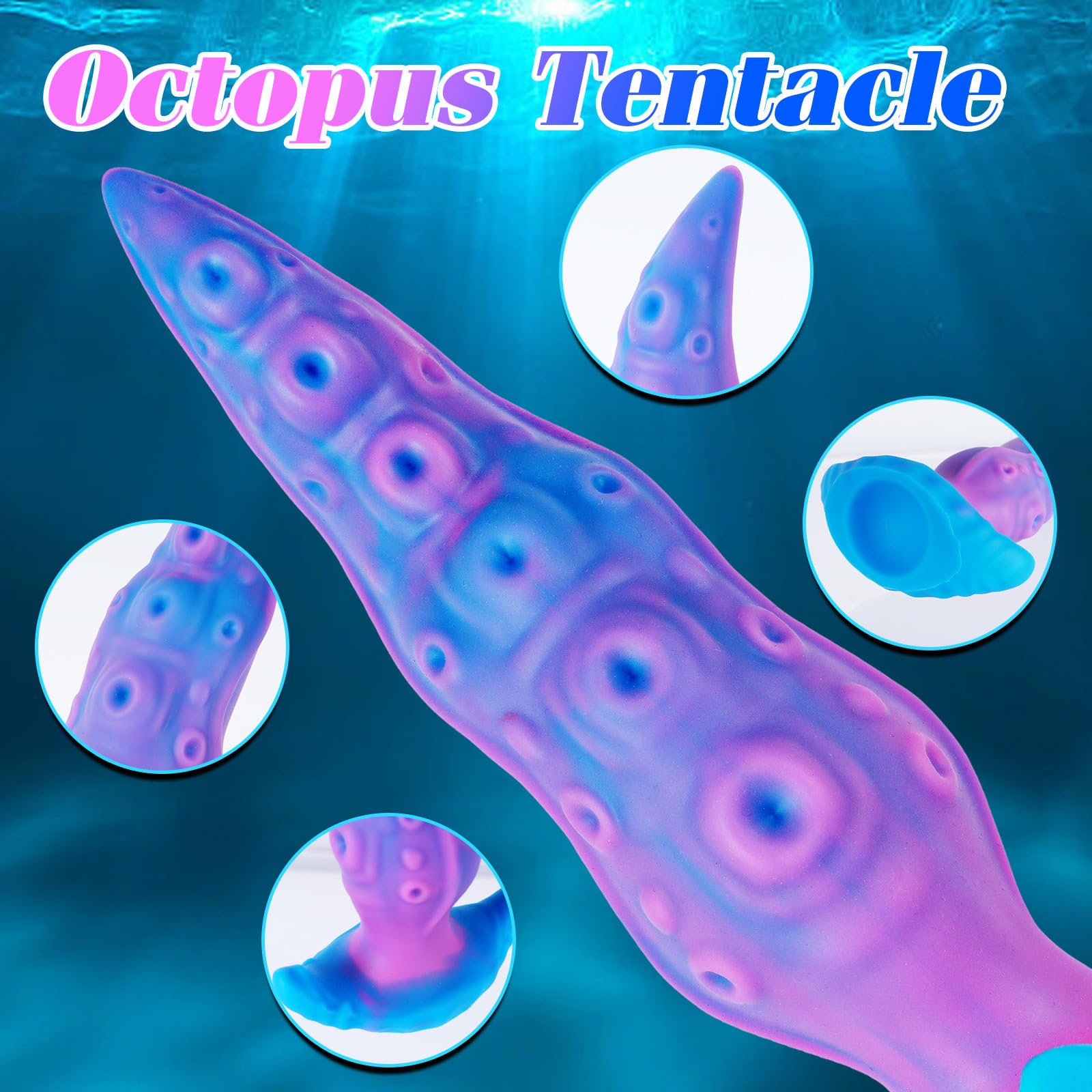 3 Sizes Octopus Tentacle Anal Dildo Anal Plug Training Sets, Silicone Realistic Wearable Small Large Monster Prostate Dildo Sex Toys, Thick Thin Purple Blue Fantasy Dildos Set for Beginner Men Women