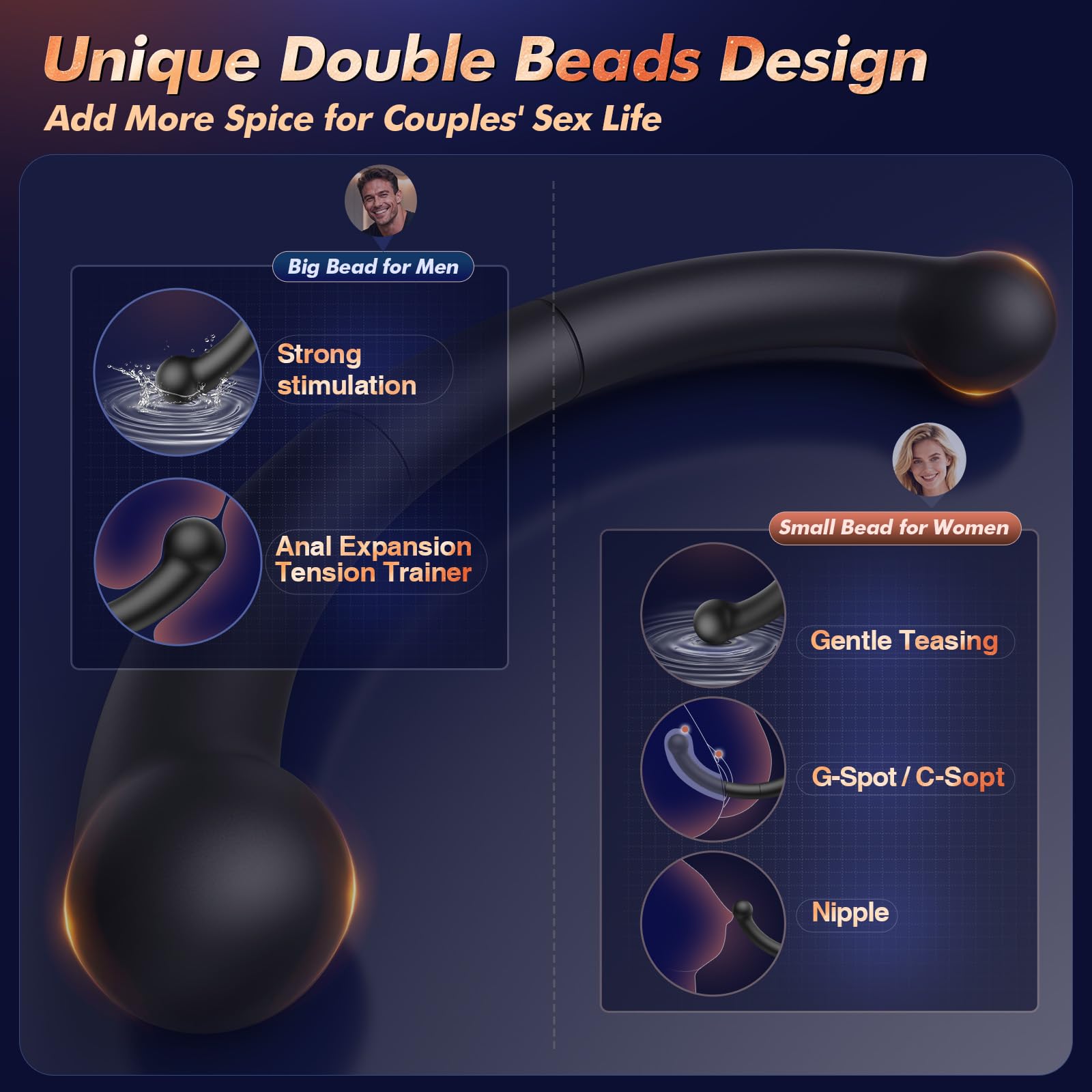 BEISAR Vibrating Prostate Massager Stick, Butt Plug Adult Anal Toys Male Sex Toys for Men Beginner Experienced User Women Sex Toy with Dual 10 Vibrating Anal Vibrator G Sopt Dildo