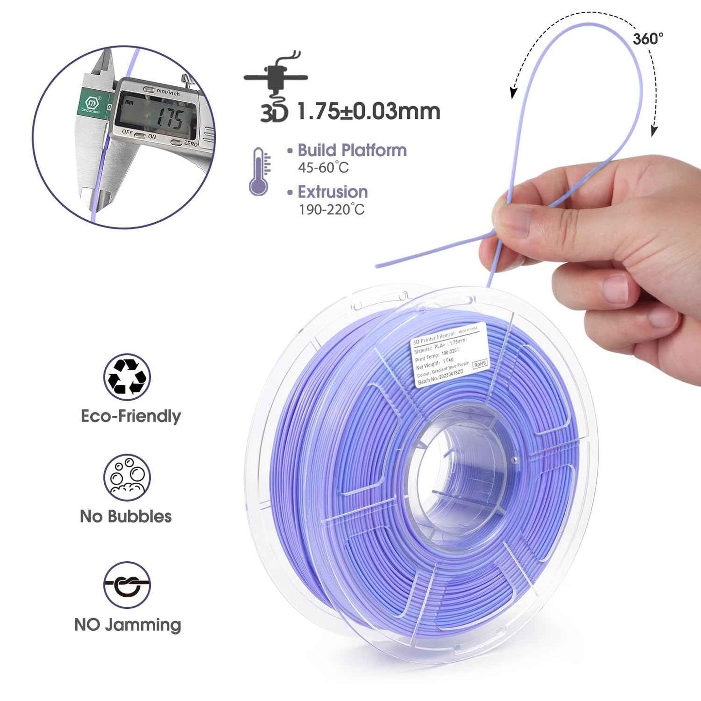 iSANMATE's 3D Printer Filament, PLA Filament 1.75 mm Dimensional Accuracy +/- 0.02 mm, 1 KG Spool