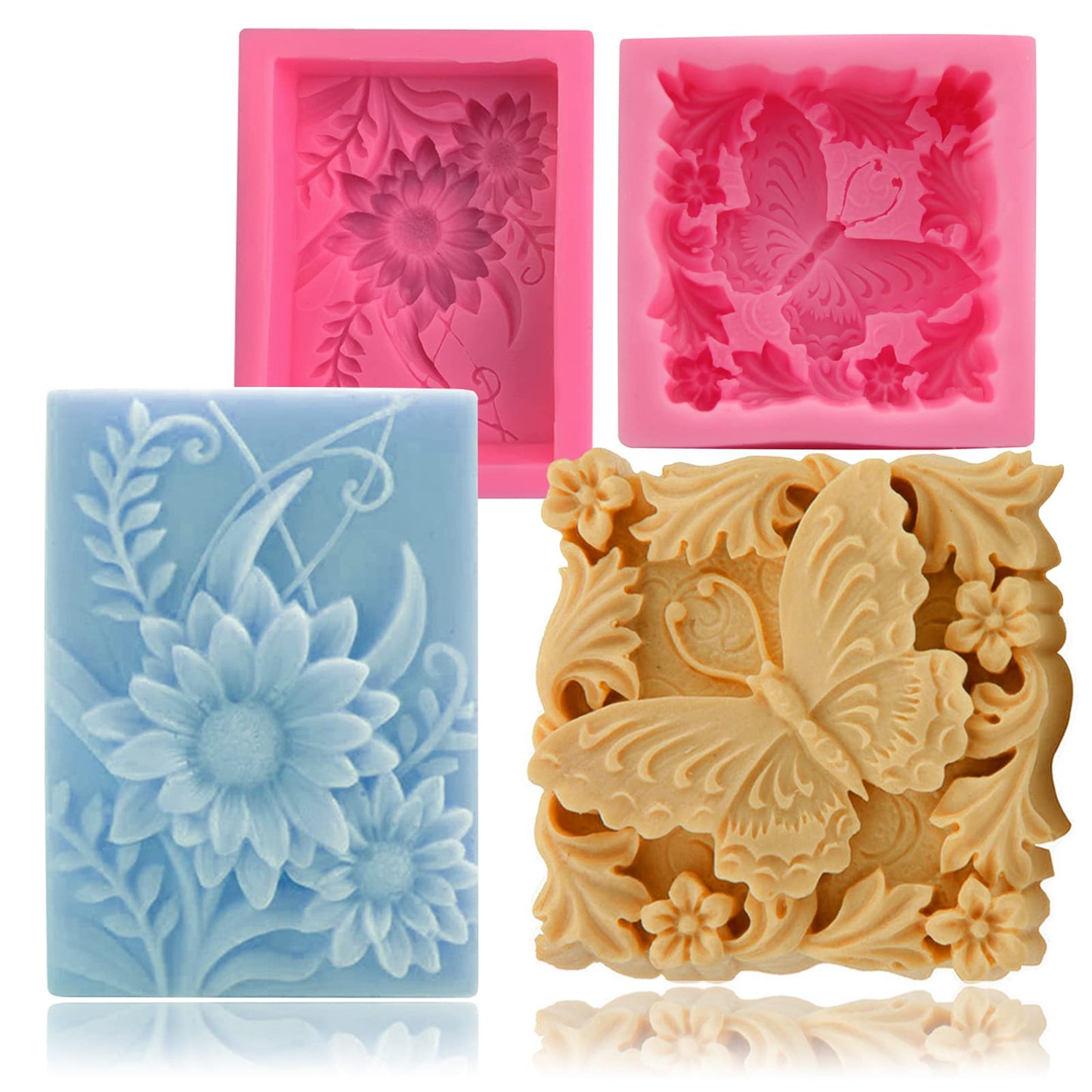 Wehous 2PCS Silicone Soap Molds, 3D Fairy Flower Silicone Molds for Fondant Chocolate Candy, Cute Angle Molds for Handmade Soap Wax Clay Art Crafts Decor Gift Soap Making Supplies
