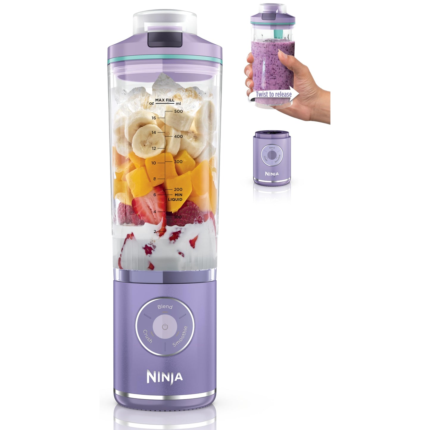 Ninja Blender, Blast Max, Cordless, Personal Blender for-Smoothies, Frozen Drinks, Ice Crush, 22 oz. Removable Vessel, Leakproof-Lid, BPA-Free, Dishwasher Safe, Auto-iQ Technology