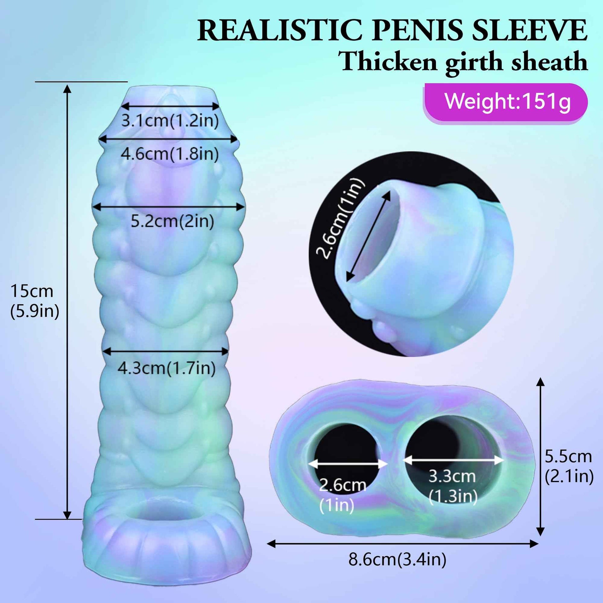 Dragon Penis Sleeve Enlargers Sex Toy for Men, Luminous Silicone Dildo Sleeve Male Penis Girth Extender with Cock Ring, Reusable Penis Enlargement Male Adult Sex Toys for Couples Play