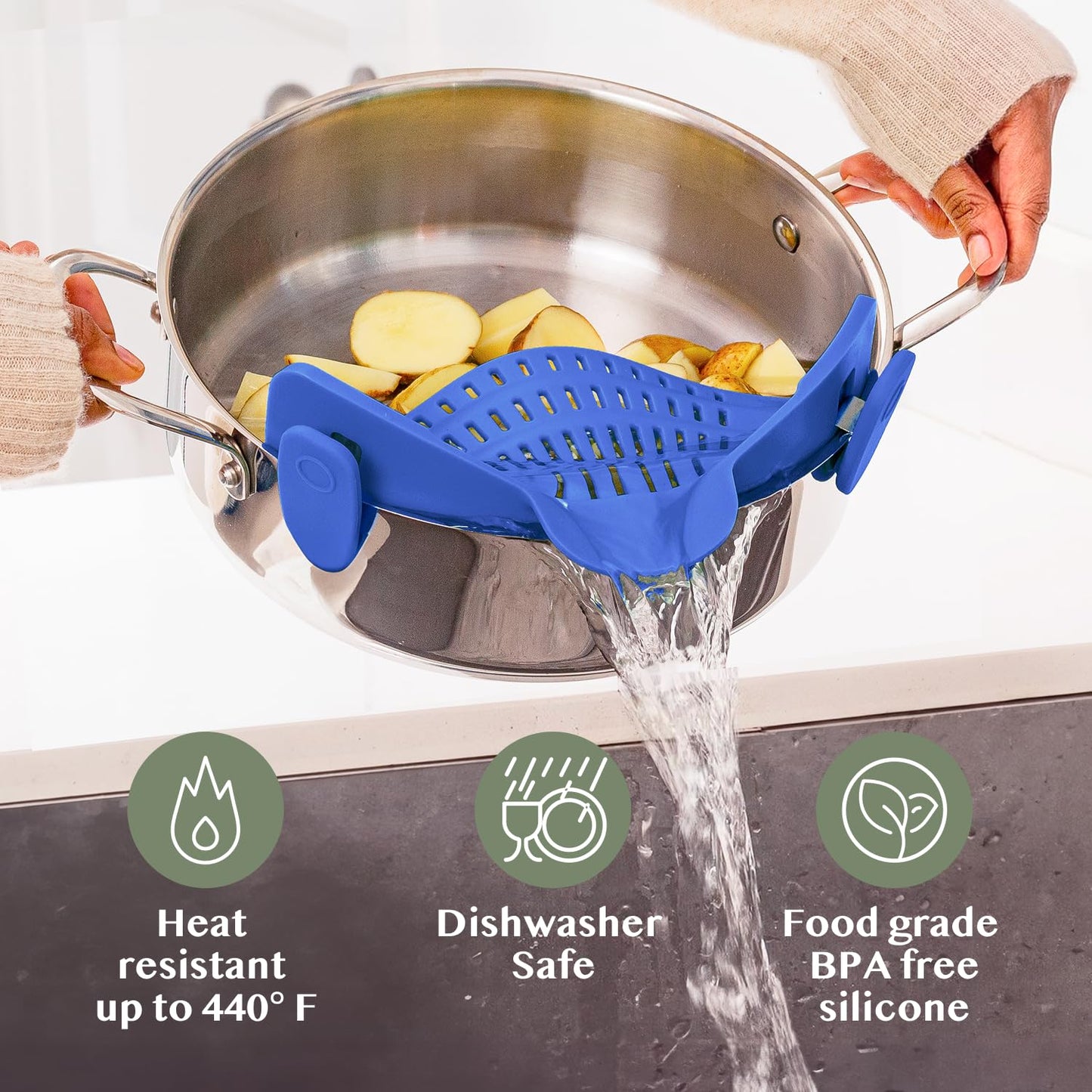 Kitchen Gizmo Collapsible Rice Strainer - Silicone Rice Washer Strainer Bowl - BPA Free