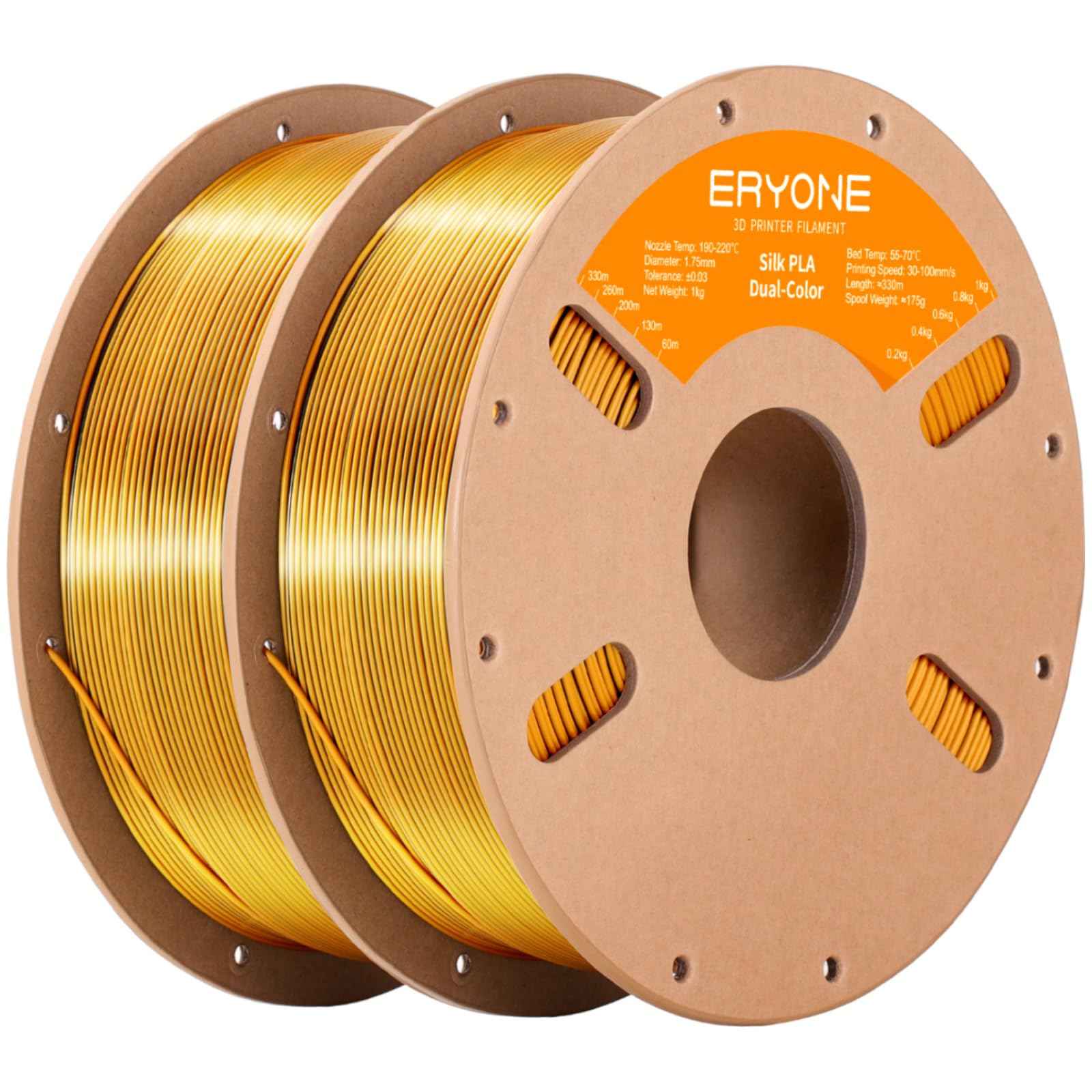 ERYONE Silk Color PLA Filament 3D Printer 1.75mm +/- 0.03mm, Filament PLA Cardboard Spool