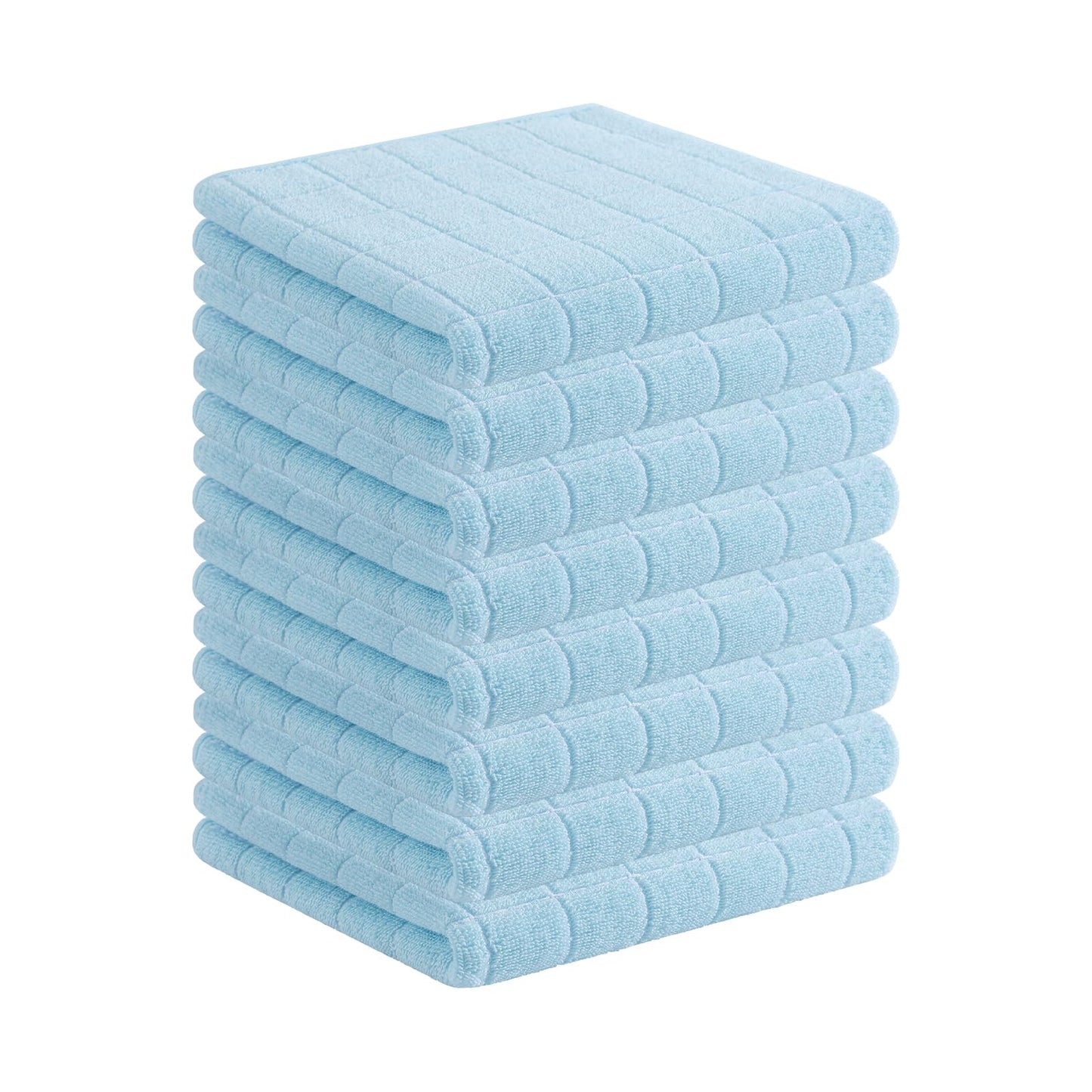 Homaxy 100% Cotton Terrycloth Check Design Dish Cloths & Dish Towels, Soft and Absorbent, Perfect for Kitchen Drying and Washing