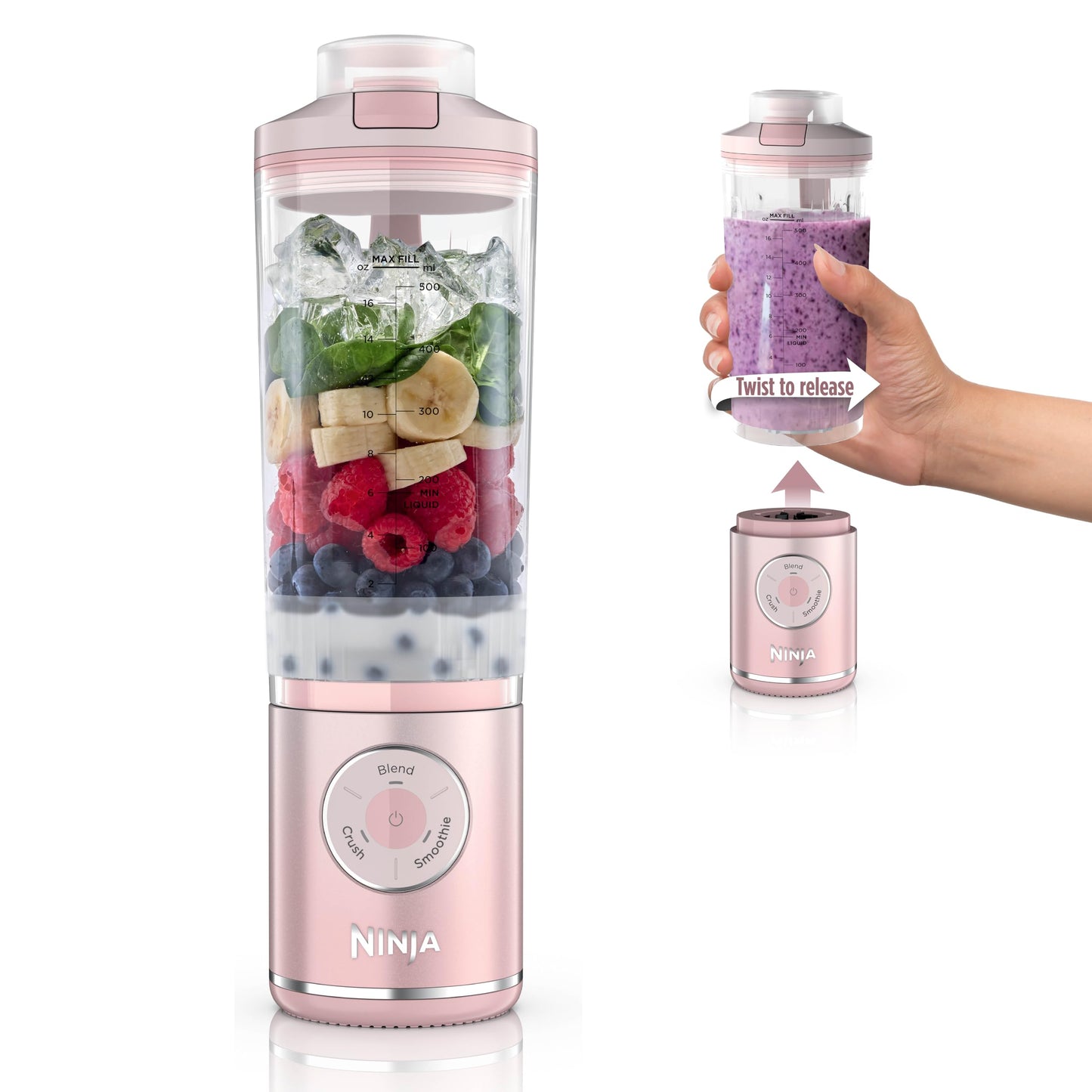 Ninja Blender, Blast Max, Cordless, Personal Blender for-Smoothies, Frozen Drinks, Ice Crush, 22 oz. Removable Vessel, Leakproof-Lid, BPA-Free, Dishwasher Safe, Auto-iQ Technology