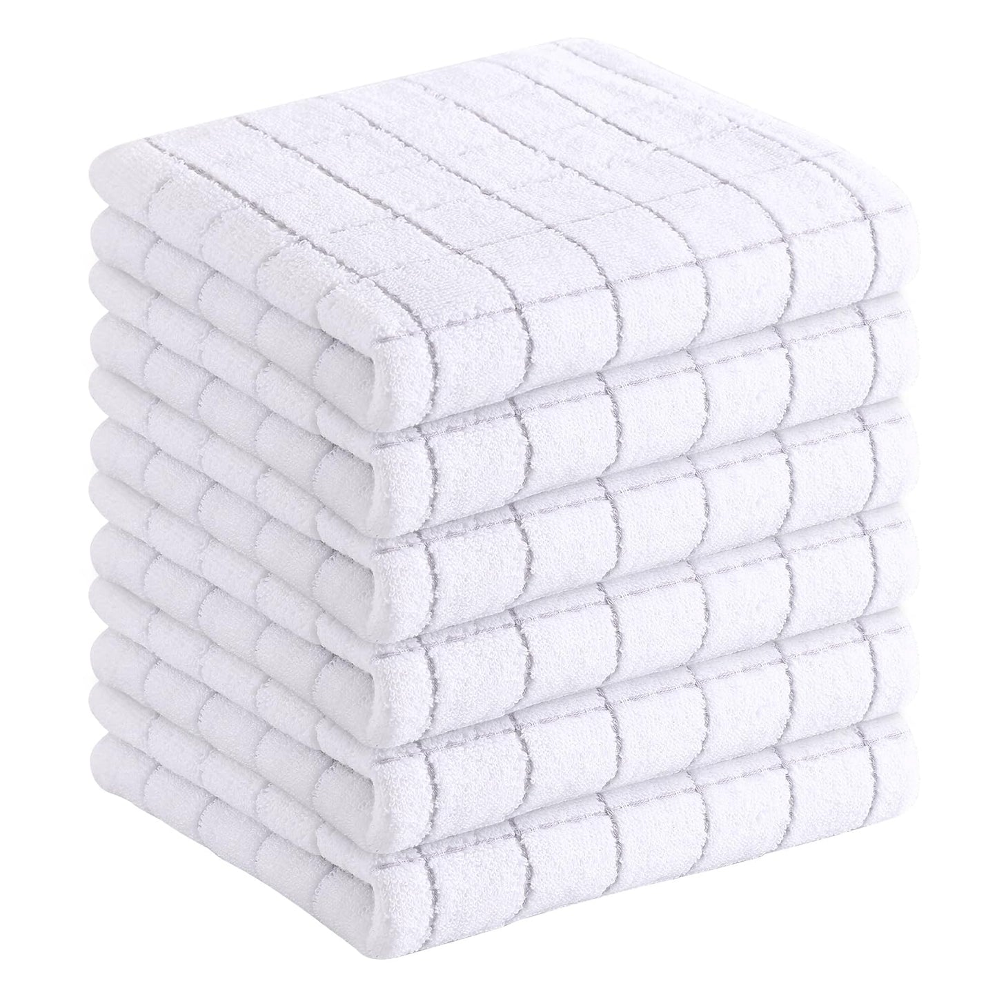 Homaxy 100% Cotton Terrycloth Check Design Dish Cloths & Dish Towels, Soft and Absorbent, Perfect for Kitchen Drying and Washing