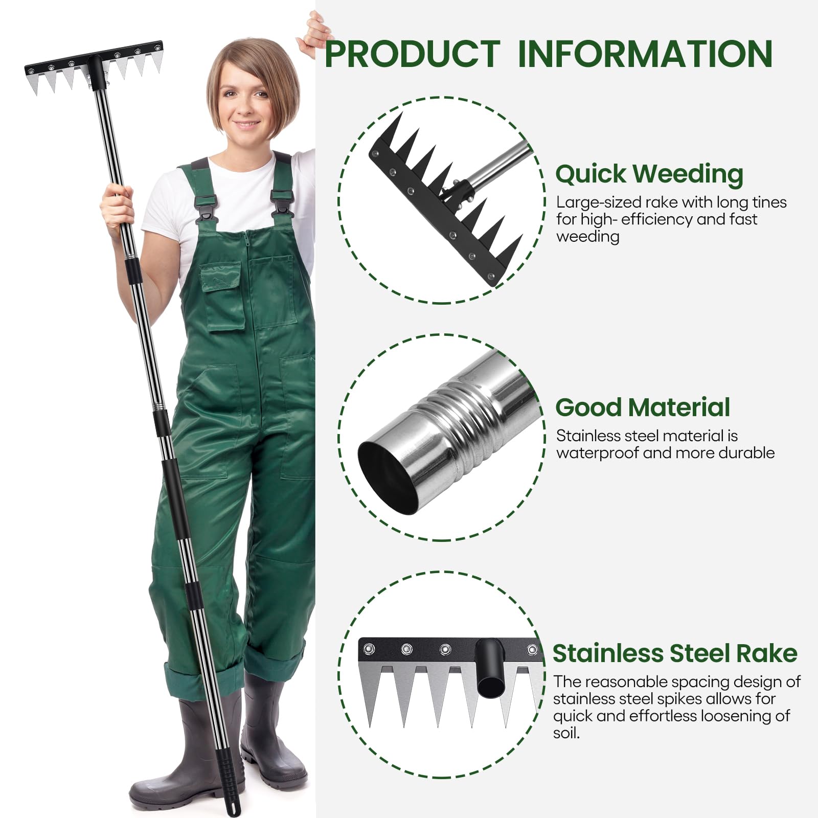 Stainless Steel Weeding Tool withSaw Blade - 4-Section Detachable Handlefor Effortless Gardening, YardWork & Weed Removal