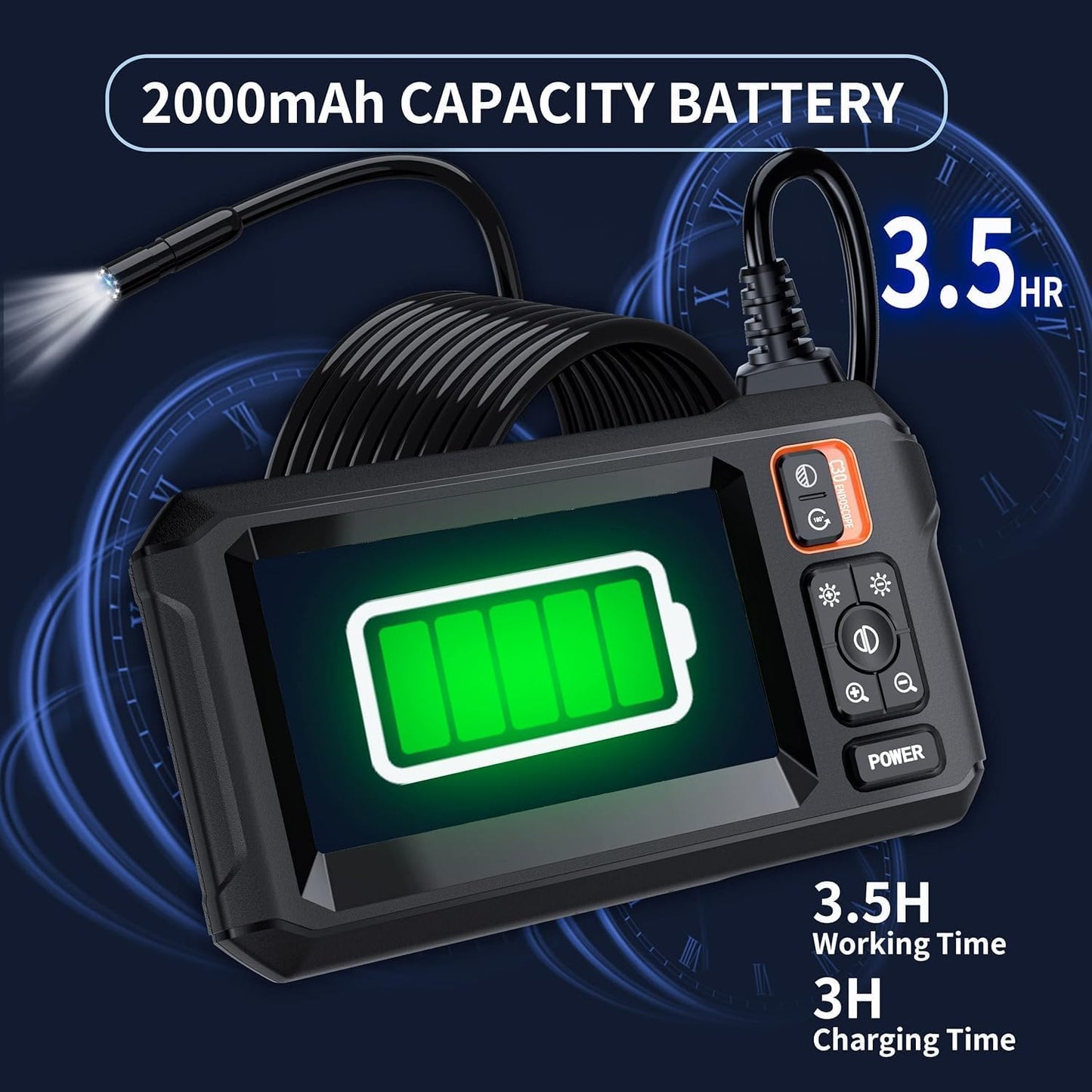 Daxiongmao Endoscope Camera with Light, 1080P HD Borescope, IP67 Waterproof Snake Camera – Ideal for Inspecting Walls, Vents, Automotive Engines, Pipes – A Great Gift Tool for Men