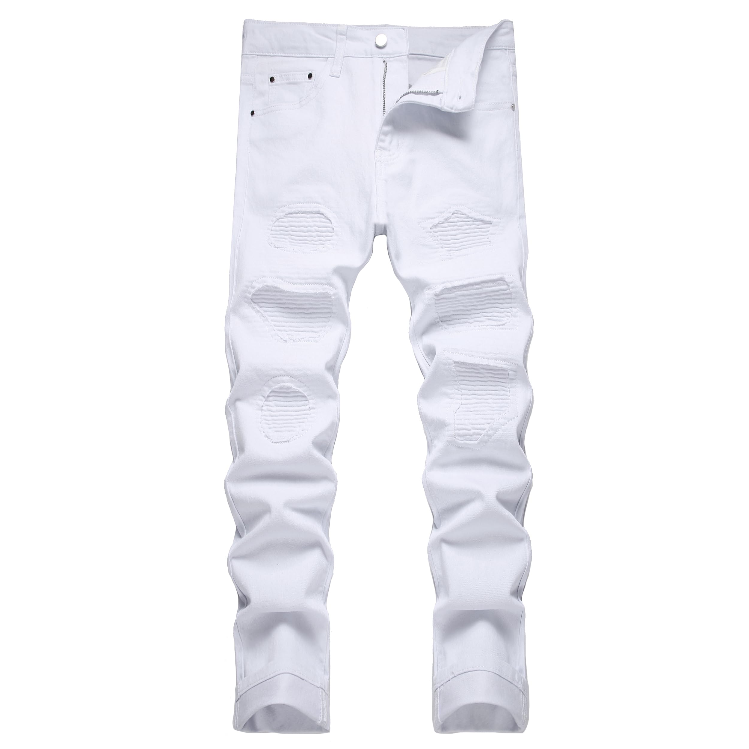 JUNBAOSS Men's Slim Fit Stretch Jeans Ripped Skinny Jeans for Men, Distressed Straight Leg Fashion Comfort Flex Waist Pants