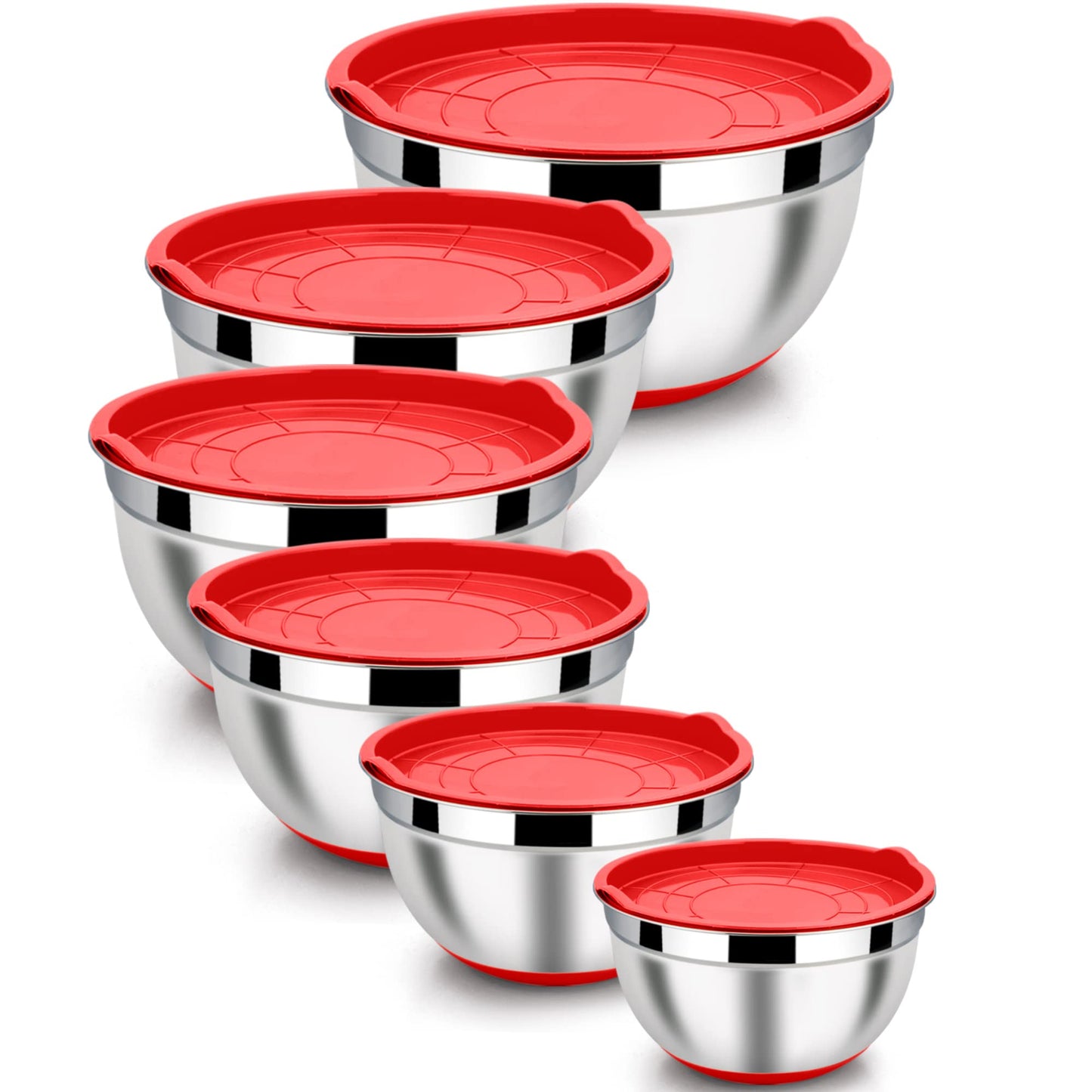 LIANYU 6-Piece Stainless Steel Mixing Bowls with Lids Set