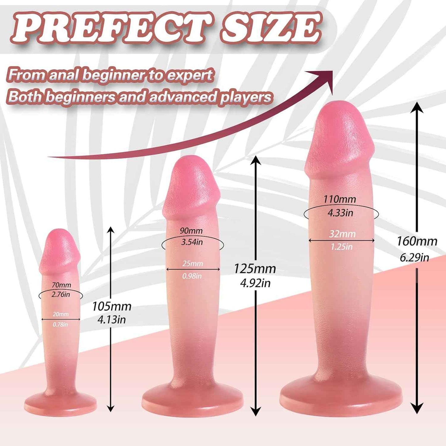 LYLUGHT 3-Piece Silicone Anal Plug Training Set Suction Cup