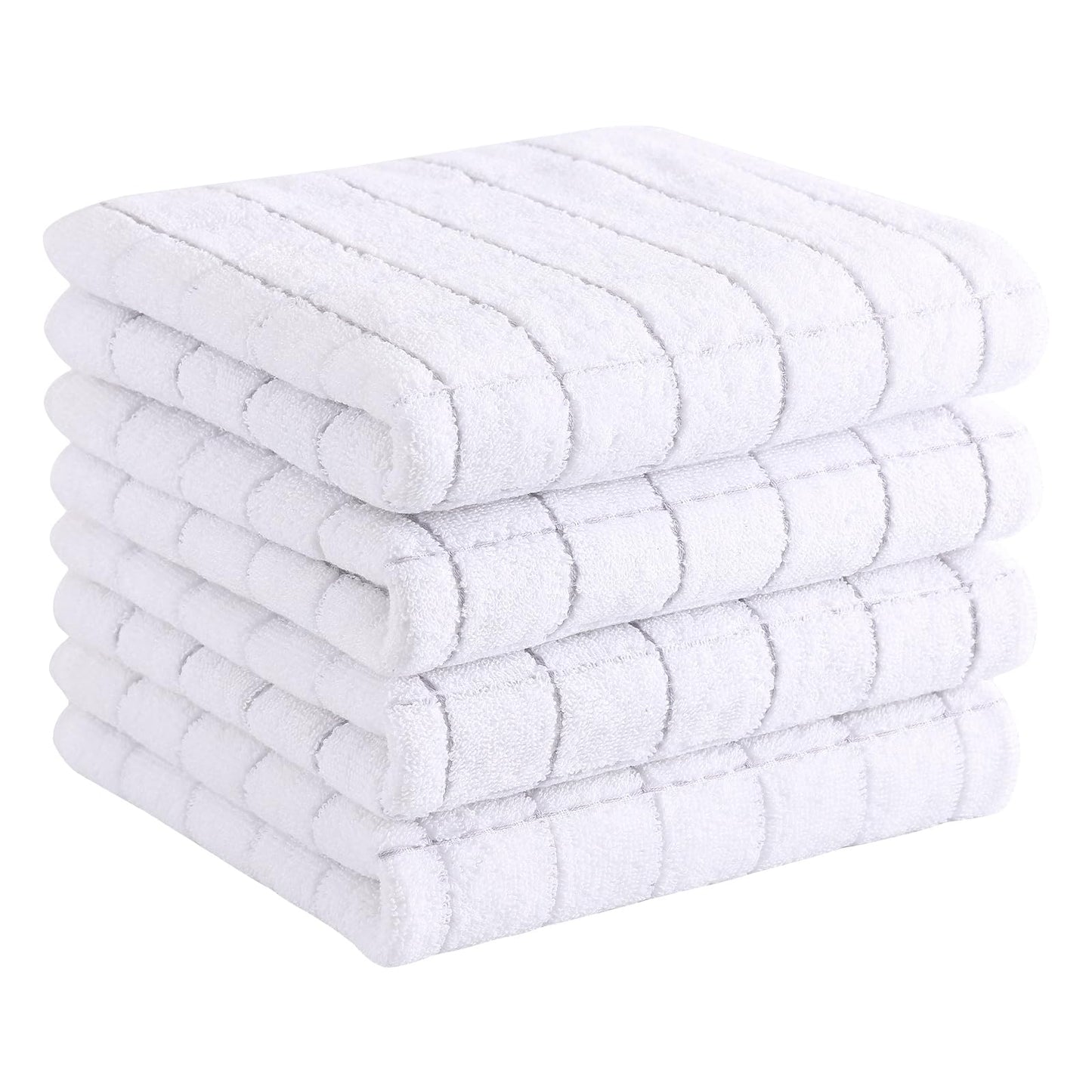 Homaxy 100% Cotton Terrycloth Check Design Dish Cloths & Dish Towels, Soft and Absorbent, Perfect for Kitchen Drying and Washing