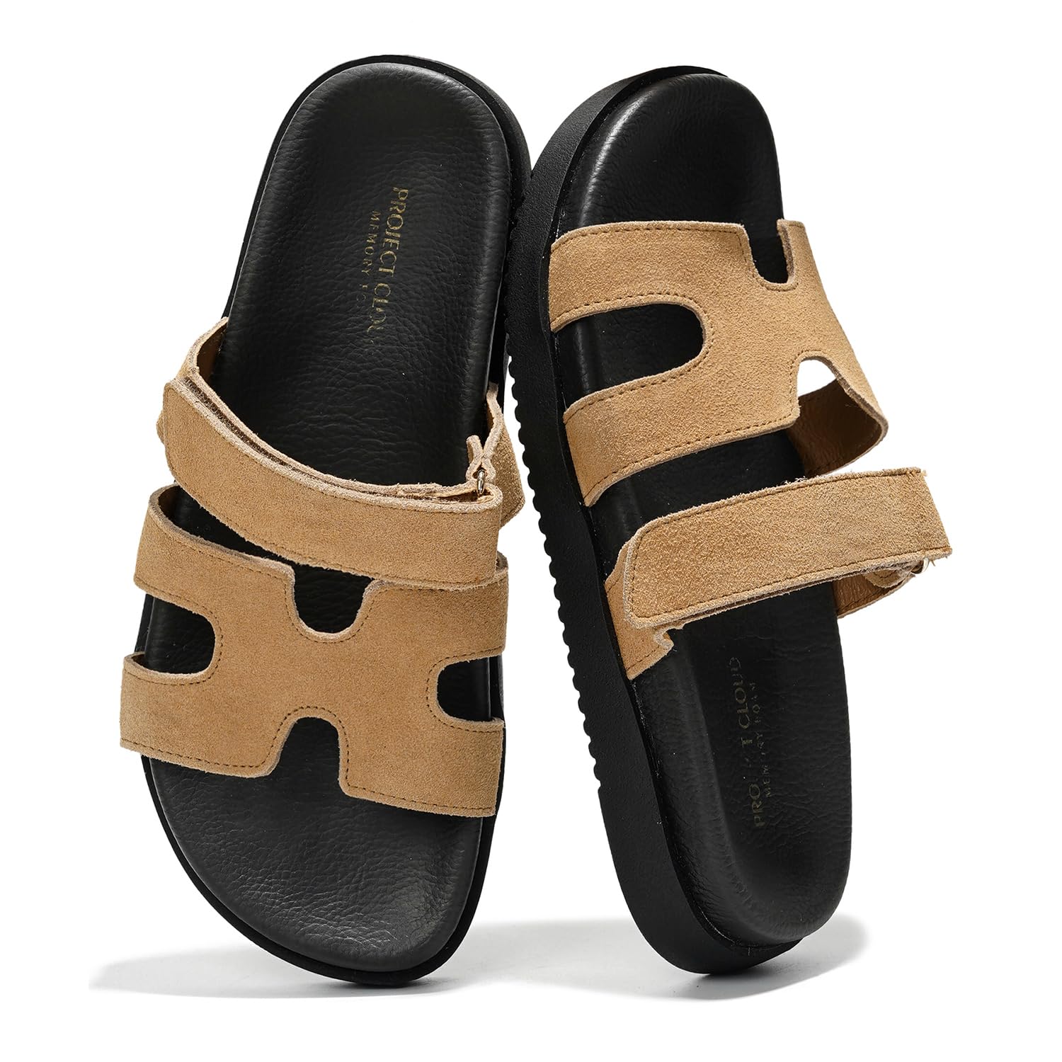 Project Cloud 100% Genuine Leather Sandals for Women Footwear - Stylish Womens Sandals with Plush & Soft Insole - Non-Slip and Water-Resistant Beach Sandals Slides for Women (Mayvy)