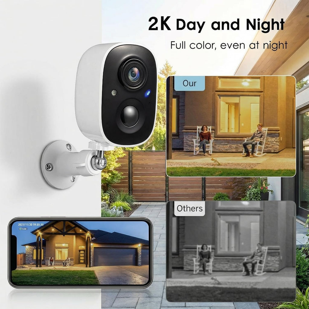 GMK Security Cameras Wireless Outdoor, WiFi Battery Powered Camera, 2-Way Talk IP65 Waterproof, Remote Access, Cloud/SD Storage