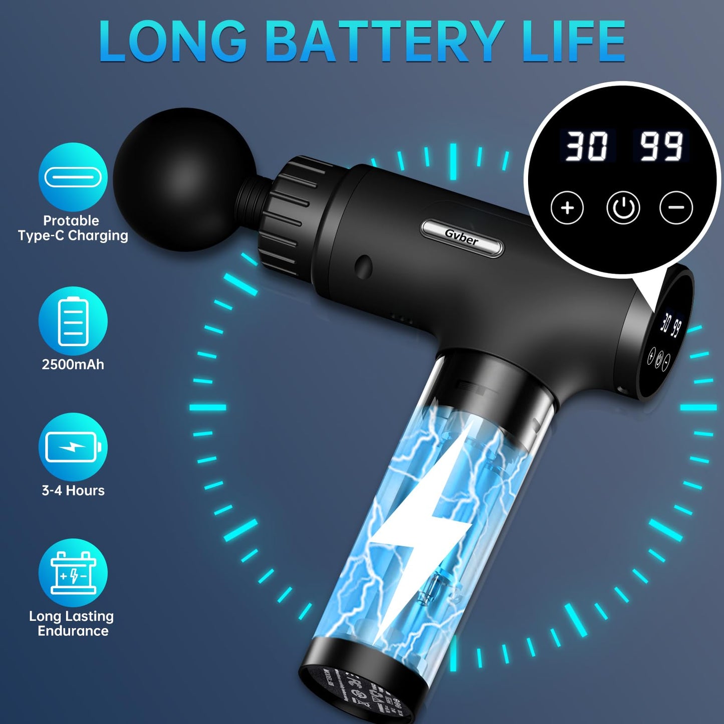 Gvber Massage Gun Deep Tissue，6 Attachments