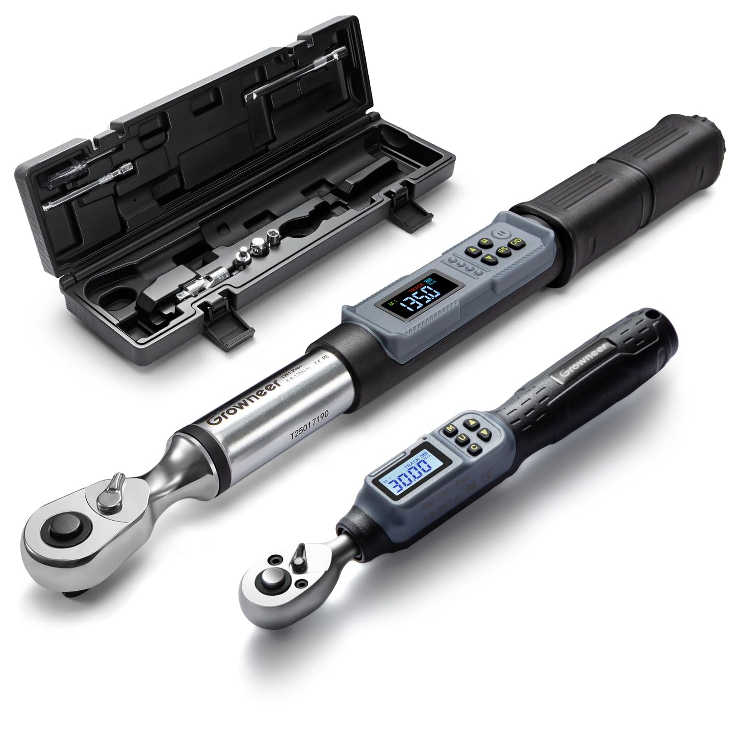 GROWNEER Digital Torque Wrench Set, Inch Pound Torque Wrench with Buzzer & LED Indicator, Electronic Wrench Set with Bits & Sockets
