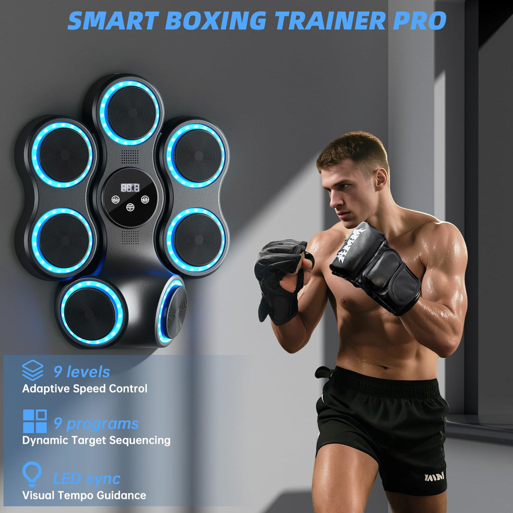 Music Boxing Machine for Adults Kids Interactive Punching Trainer with Boxing Gloves, Large Size Wall Mounted Electronic Boxing Target