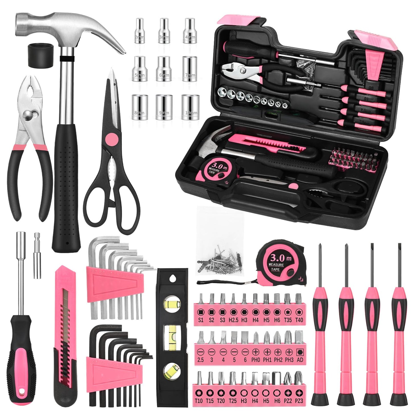 Household Tool Set General Repair Small Hand Tool Kit Storage Case for Home Garage Office College Dormitory Use
