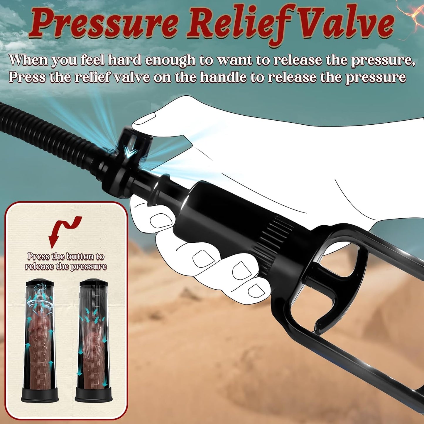 Penis Pump with Silicone Base Ring, Quilloria Manual Vacuum Penis Extender Male Masturbator, Sex Toys Sexual Stimulation Device for Erection, ED, Adult Male Sex Toys for Men (Regular Style)