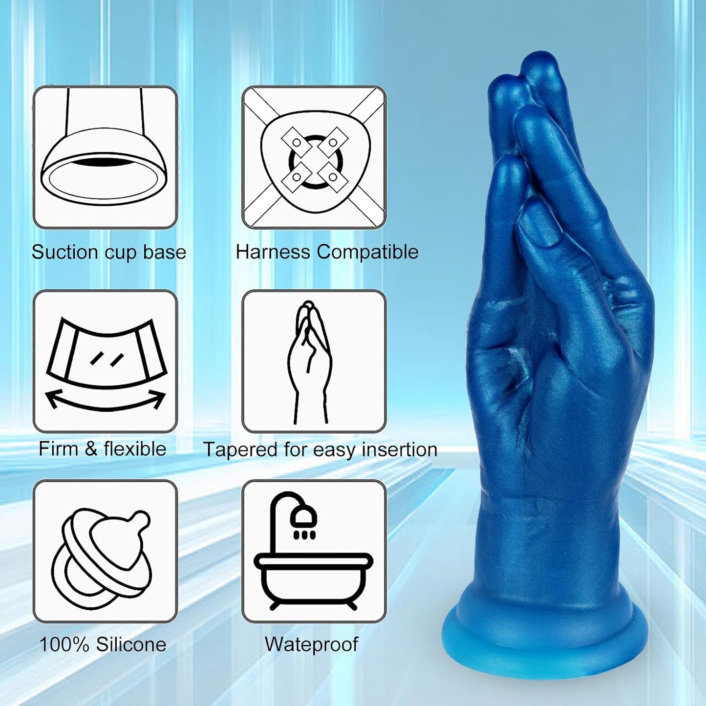 hainuo Realistic Lifelike Fist Dildo Prostate Massager Fantasy Blue 9in