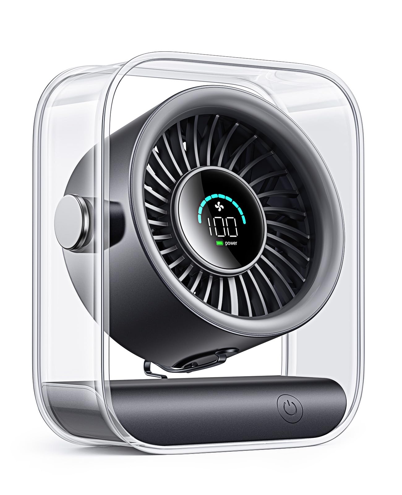 DIGIX USB Rechargeable Desk Fan, Small Portable Table Fan with 100 Speeds Turbo Airflow, 90° Tilt Quiet Desk Fans for Bedroom with LED Display, Personal Cooling Fan for Travel Office Camping