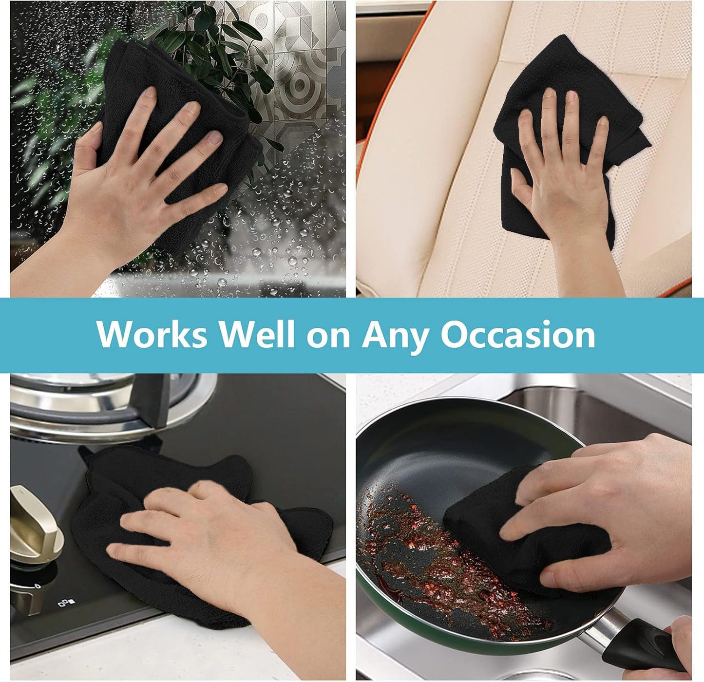 HOMEXCEL Microfiber Cleaning Cloth, Premium Microfiber Towels for Cars, Lint Free, Scratch-Free, Highly Absorbent, Reusable Cleaning Rags for Car, Household, Kitchen, Window