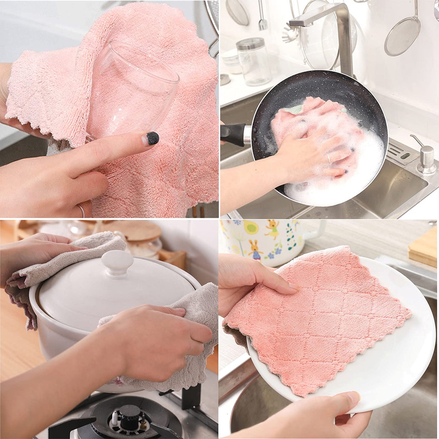 SAOYOAS Kitchen Cloth, Microfiber Dish Towels Washcloths, Super Absorbent Coral Velvet Dishtowels, Premium Cleaning Cloths,Non-Stick Oil Quick Dry Dish Towels, Soft Tea Towel, Table Cleaning Cloths.