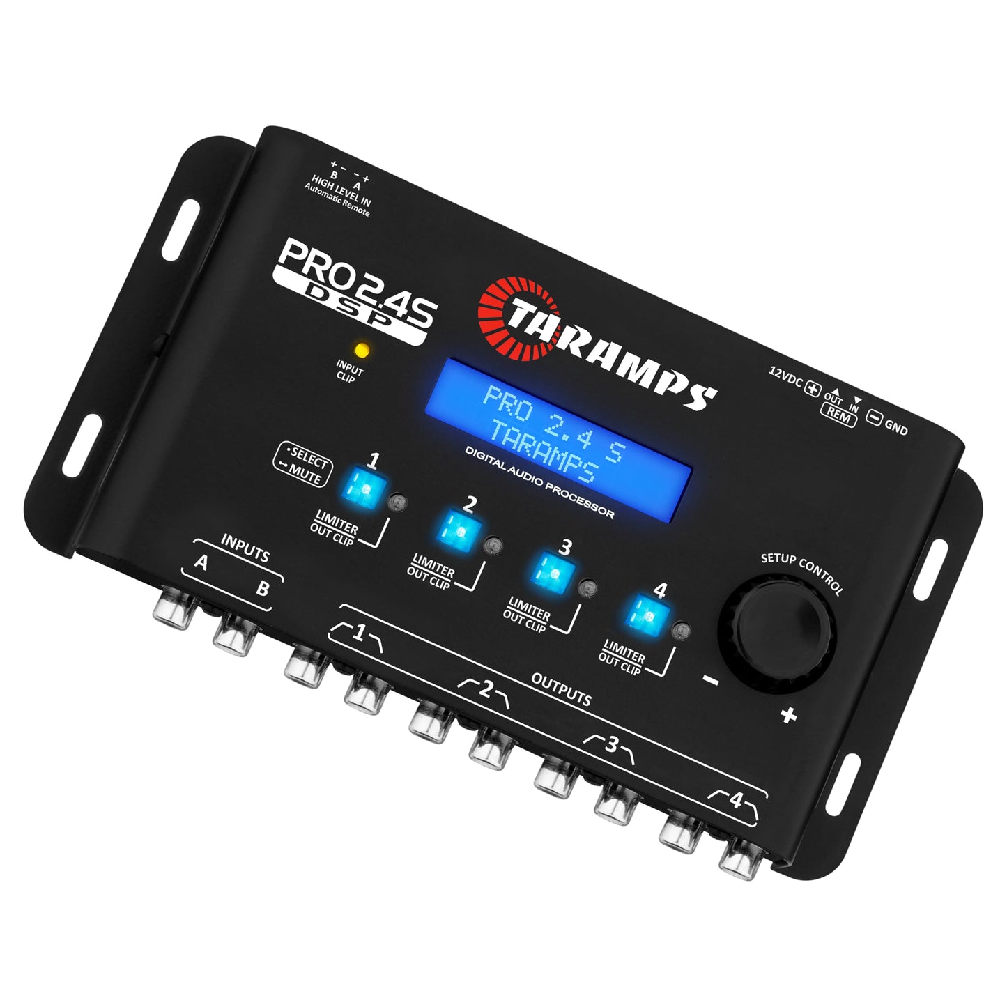 Taramps Pro 2.4S DSP Crossover Full Digital Signal Processor and Equalizer with sequencer 15-Band Graphic Equalization 12 preset EQ 2-Channel in and 4-Channel Out