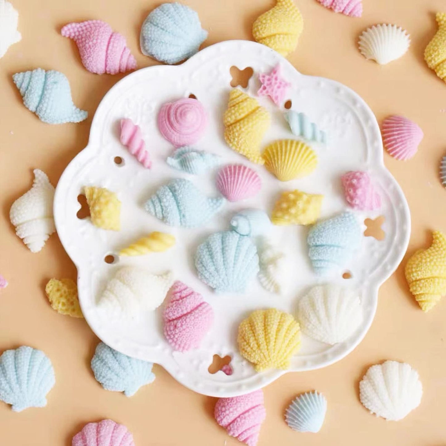 Marine Theme Cake Fondant Silicone Mold Seashell Conch Starfish Coral Baking Molds for DIY Cake Decoration Chocolate Candy Polymer Clay Crafting Projects…