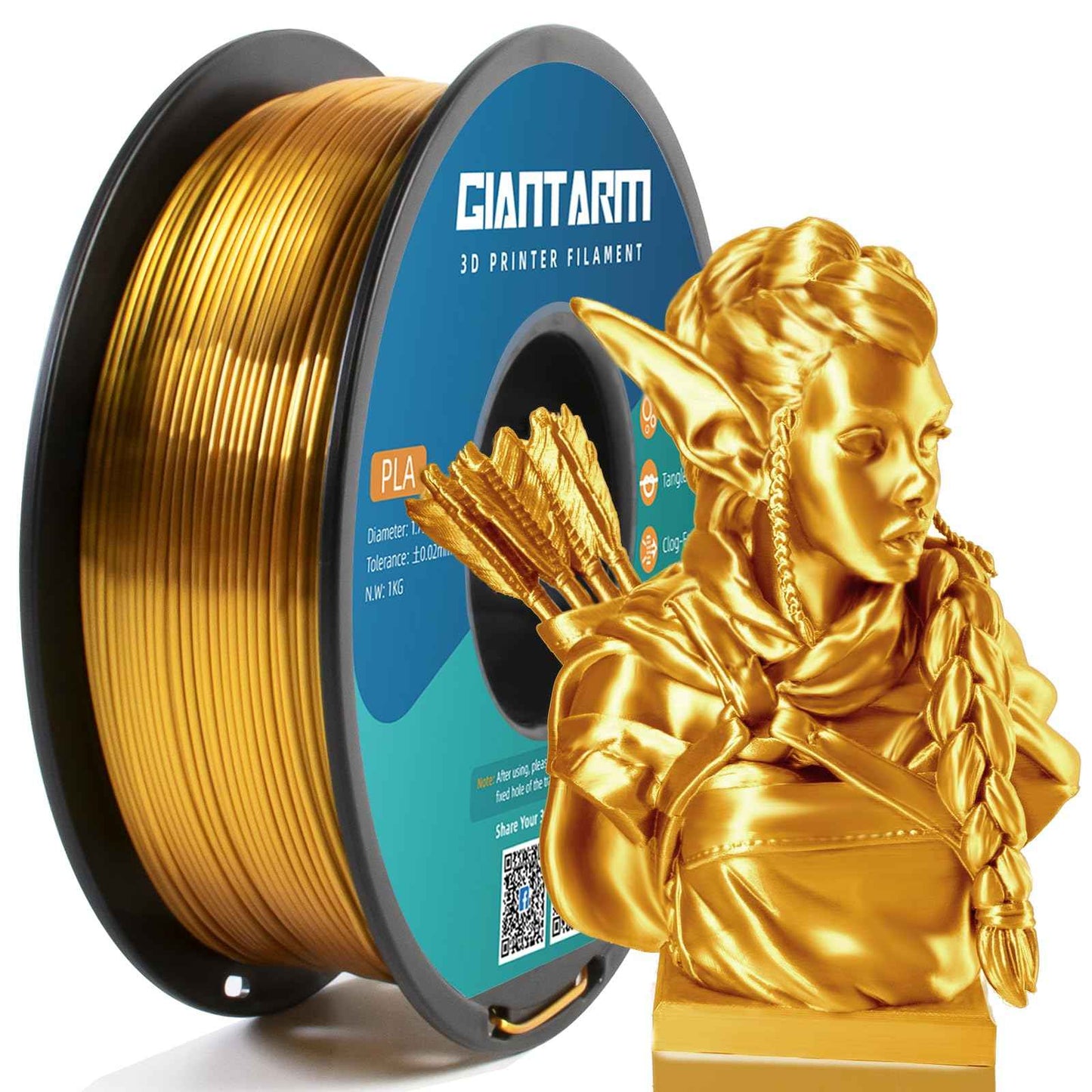 GIANTARM 3D Printer PLA Filament, Glitter Blue Filament, 1.75mm Dimensional Accuracy +/-0.03mm, 1080 Feet per Roll, Vacuum Packaging, for Most 3D FDM Printer