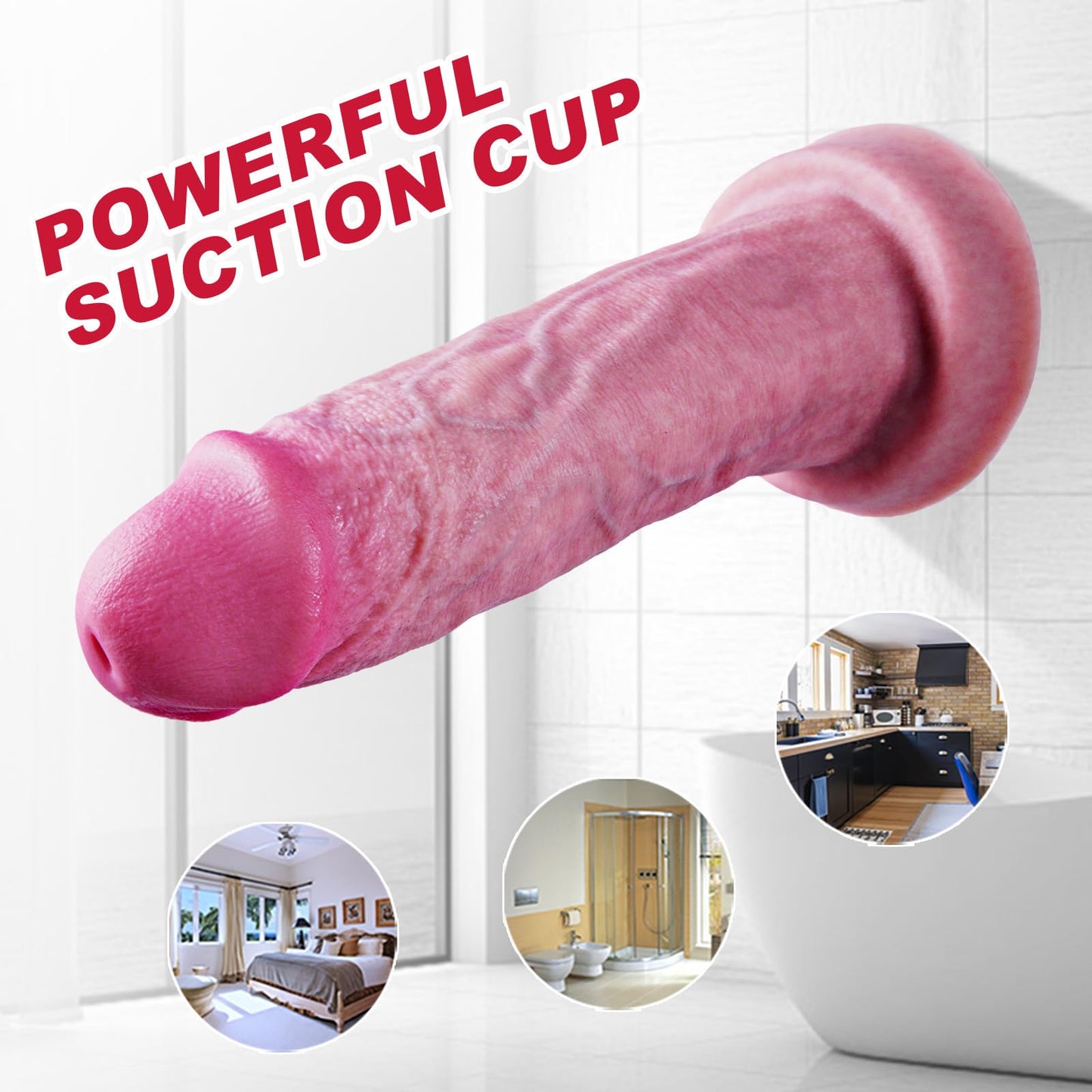 2" Diameter Soft Silicone Realistic Extra Thick Giant Dildo with Suction Cup,