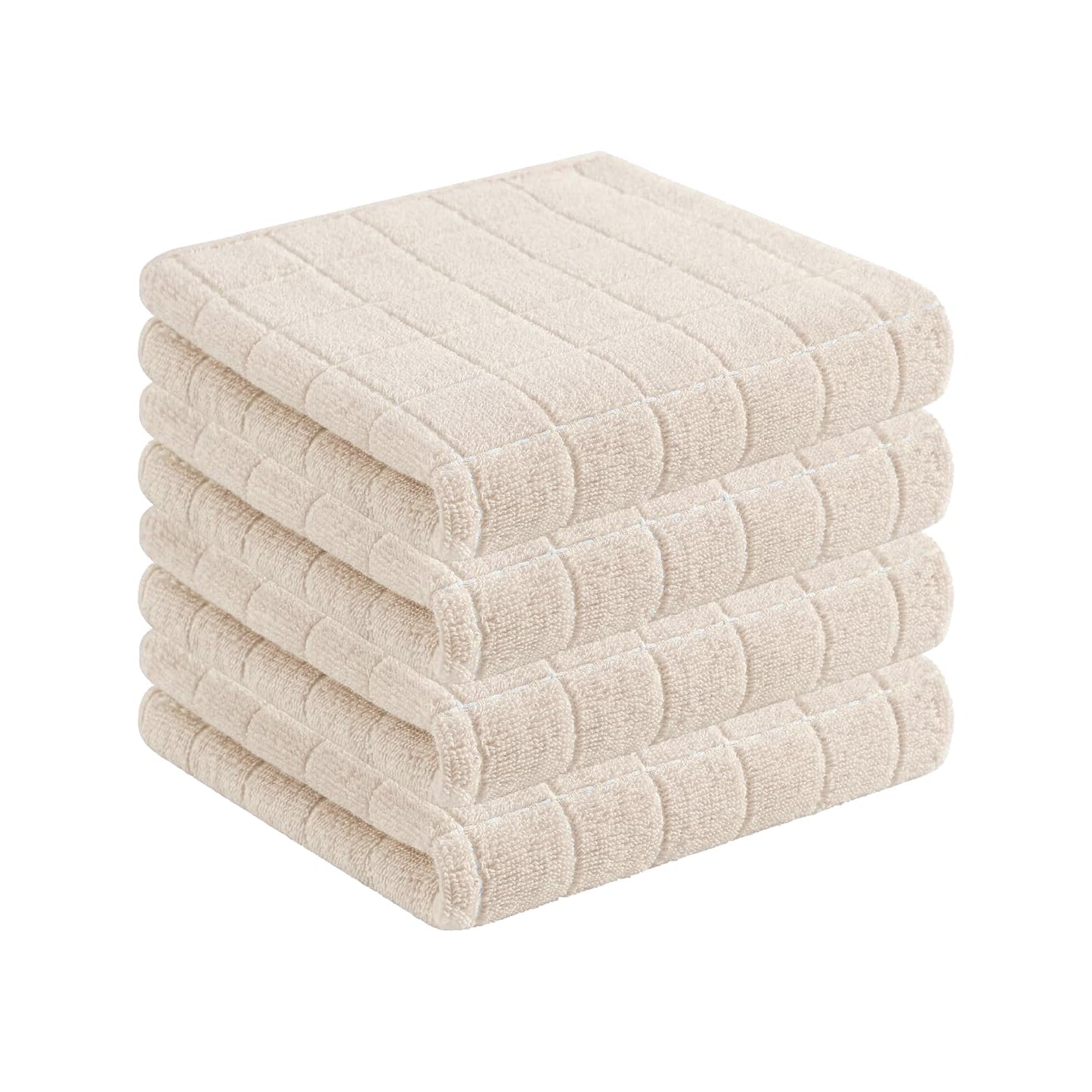 Homaxy 100% Cotton Terrycloth Check Design Dish Cloths & Dish Towels, Soft and Absorbent, Perfect for Kitchen Drying and Washing