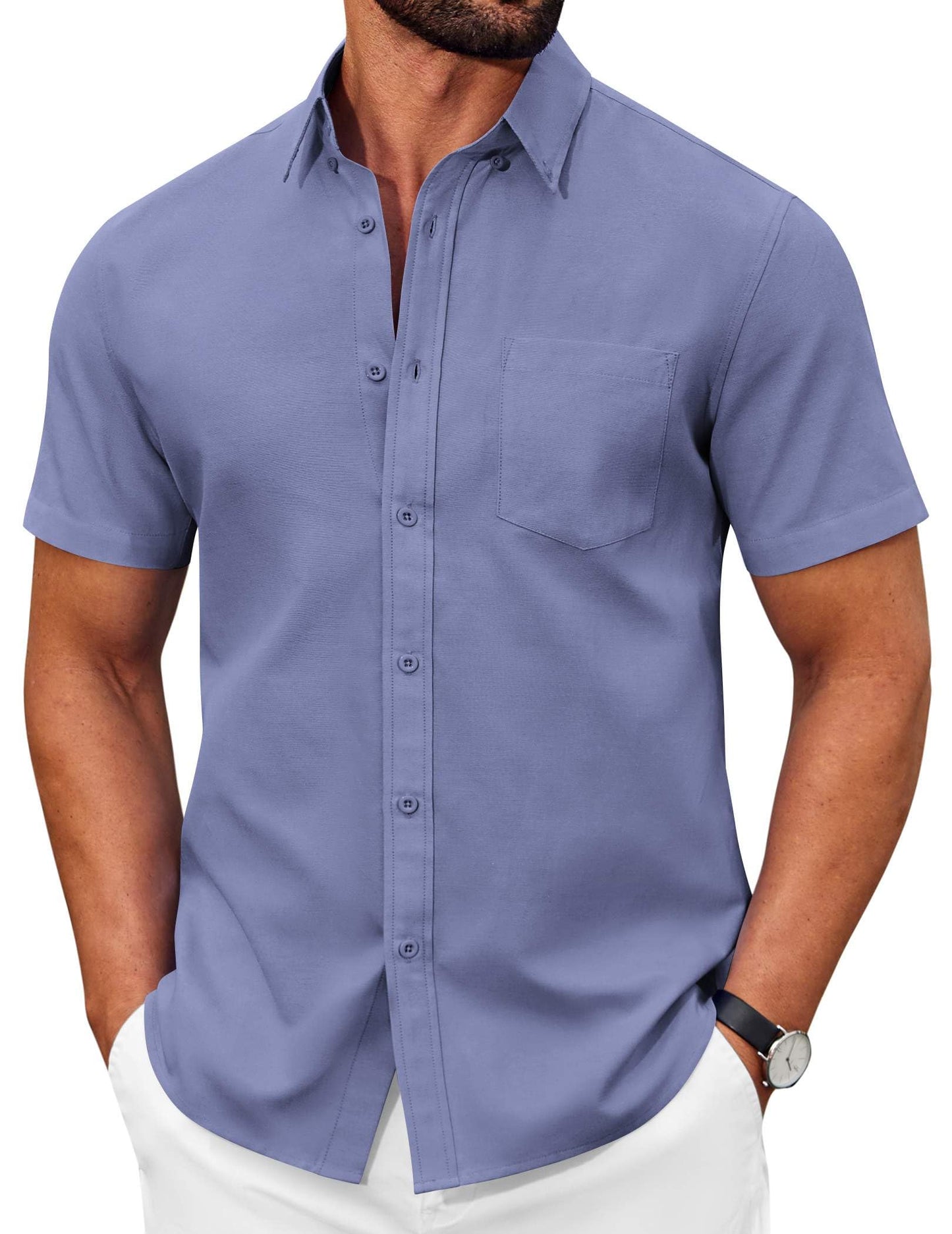 COOFANDY Men's Short Sleeve Oxford Shirt Casual Button Down Shirts Summer Untucked Dress Shirt with Pocket