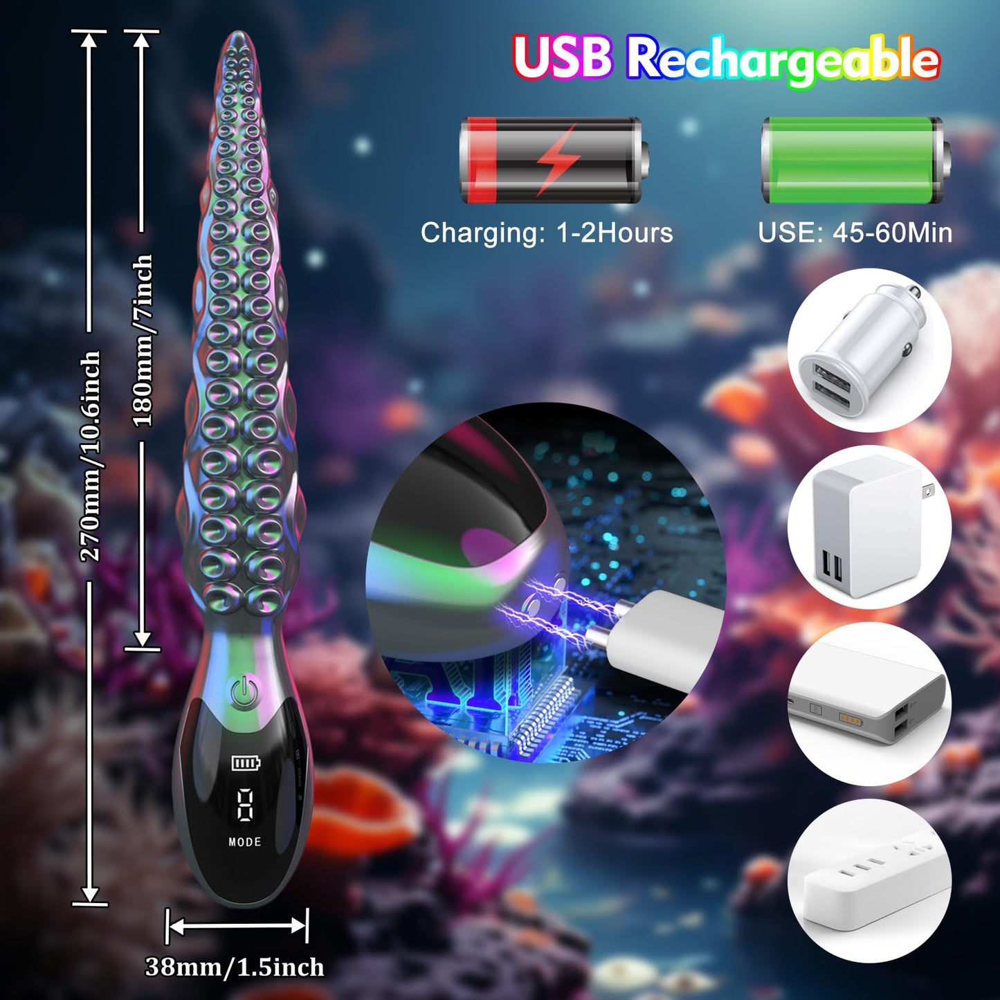 Tentacle Monster Dildo Sex Toys - 10.7" Vibrating Alien Octopus Fantasy Dildos Women Sex Toy with 9 Vibrations for G Spot Anal Clit Vagina Stimulation, APP Silicone Realistic Vibrator Adult Sex Toys