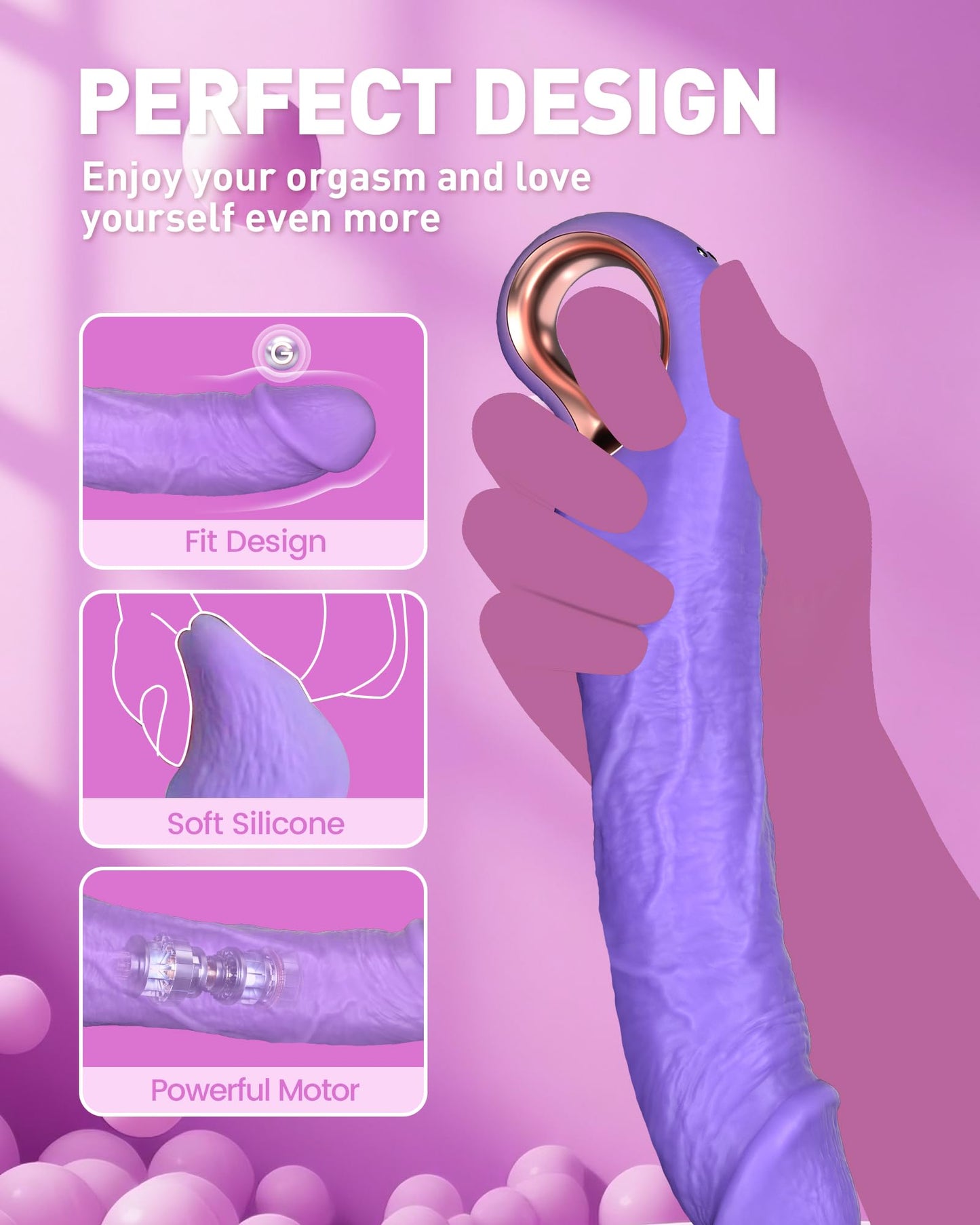 Vibrator Thrusting Dildo Sex Toys - 9" G Spot Vibrators Dildo Adult Toy with 10 Vibrations & 3 Thrusting Modes, Waterproof Clitoris Vibrator, Pleasure Tool for Women and Man Sex Stimulation (Purple)