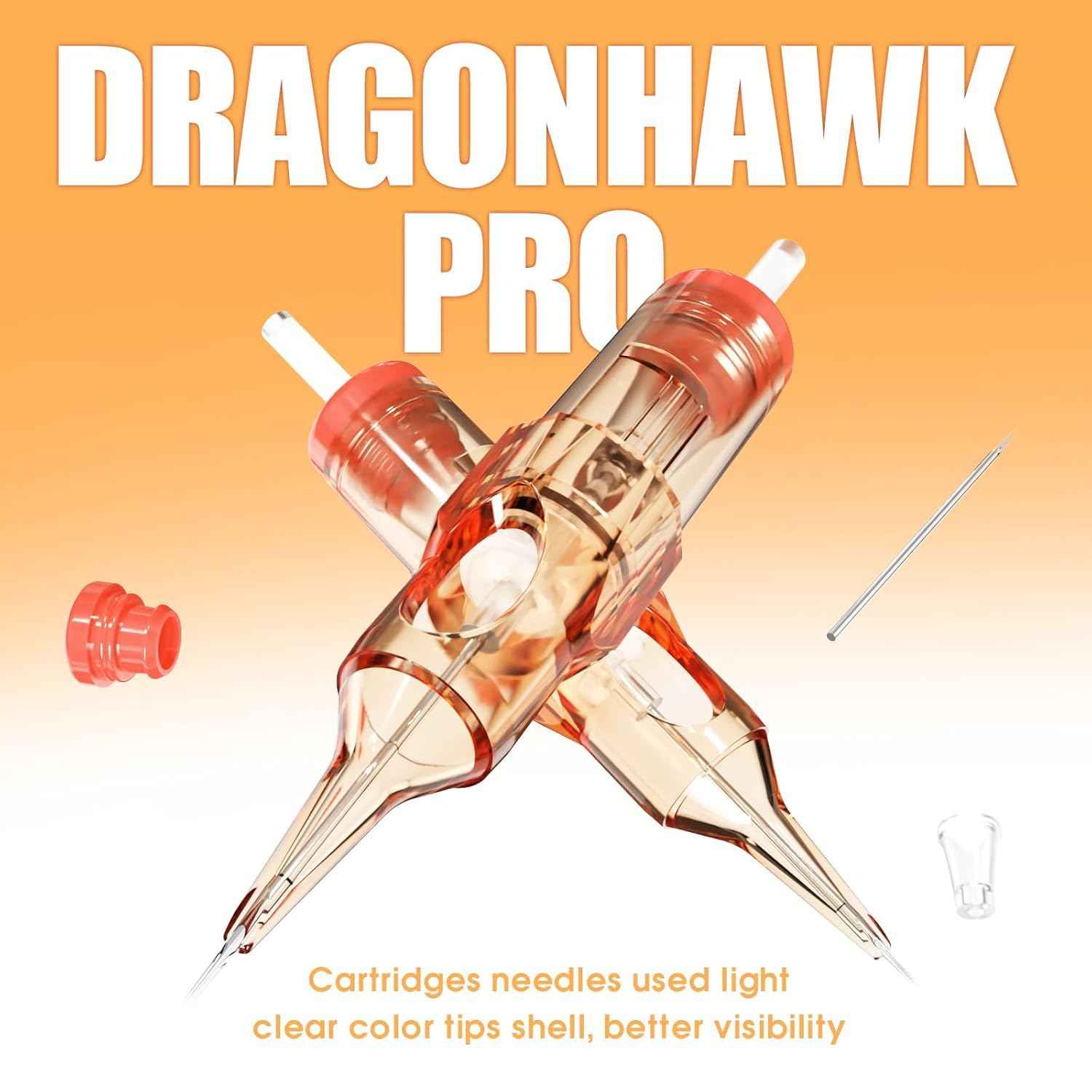 Dragonhawk Pro Tattoo Needles Cartridges,Pro Needles Pins for Super Artists,20 Pcs Disposable