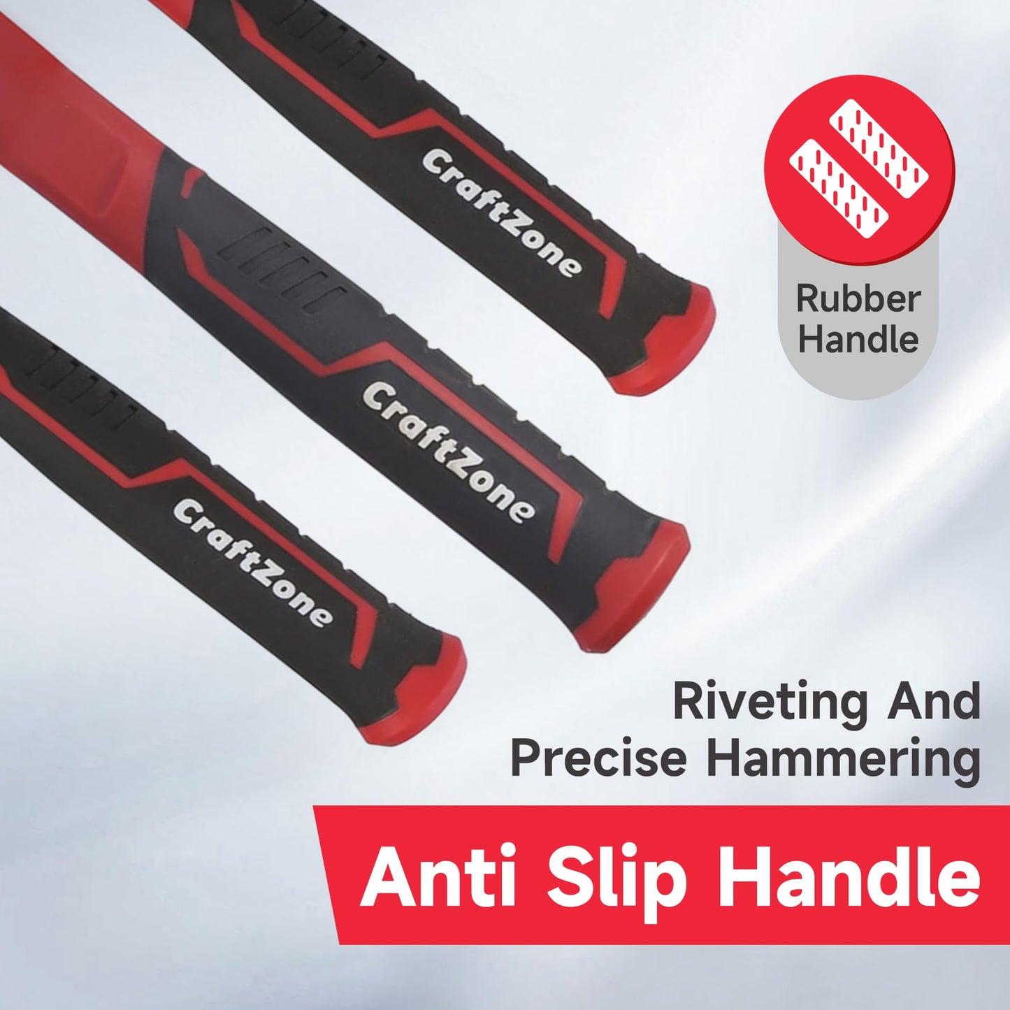 6-Piece Rubber Mallet Hammer Set with 2lb Dead Blow - 3lb Sledge & Stoning - 16oz Ball Peen Claw Hammers | Anti-Vibration Fiberglass Handles for Construction Metalworking Automotive & DIY Projects