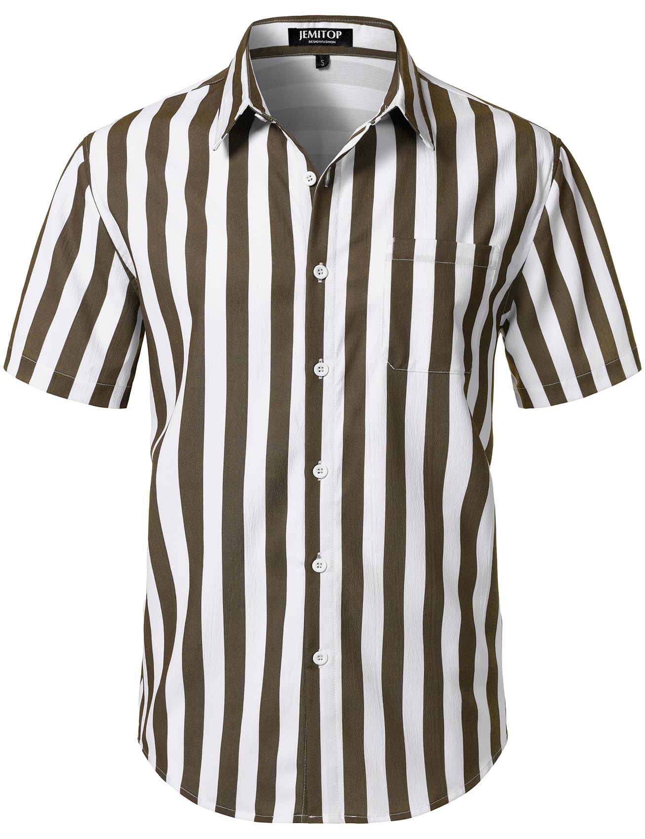 JEMITOP Men's Stretch Wrinkle Free Short Sleeve Texture Shirt Lightweight Summer Button Down Shirts for Beach Vacation