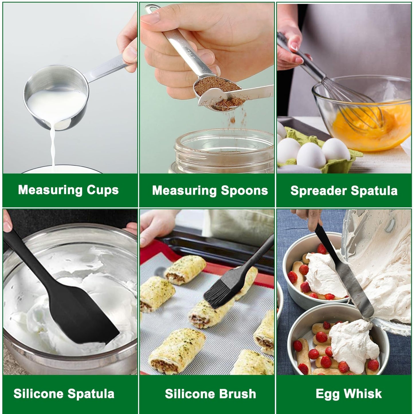 WEPSEN Electric Hand Mixer & Mixing Bowls with Airtight Lids, Handheld Mixers with Whisks Beater, Stainless Steel Metal Nesting Bowl Measuring Cups Spoons Kitchen Cake Blender for Prep Baking Supplies