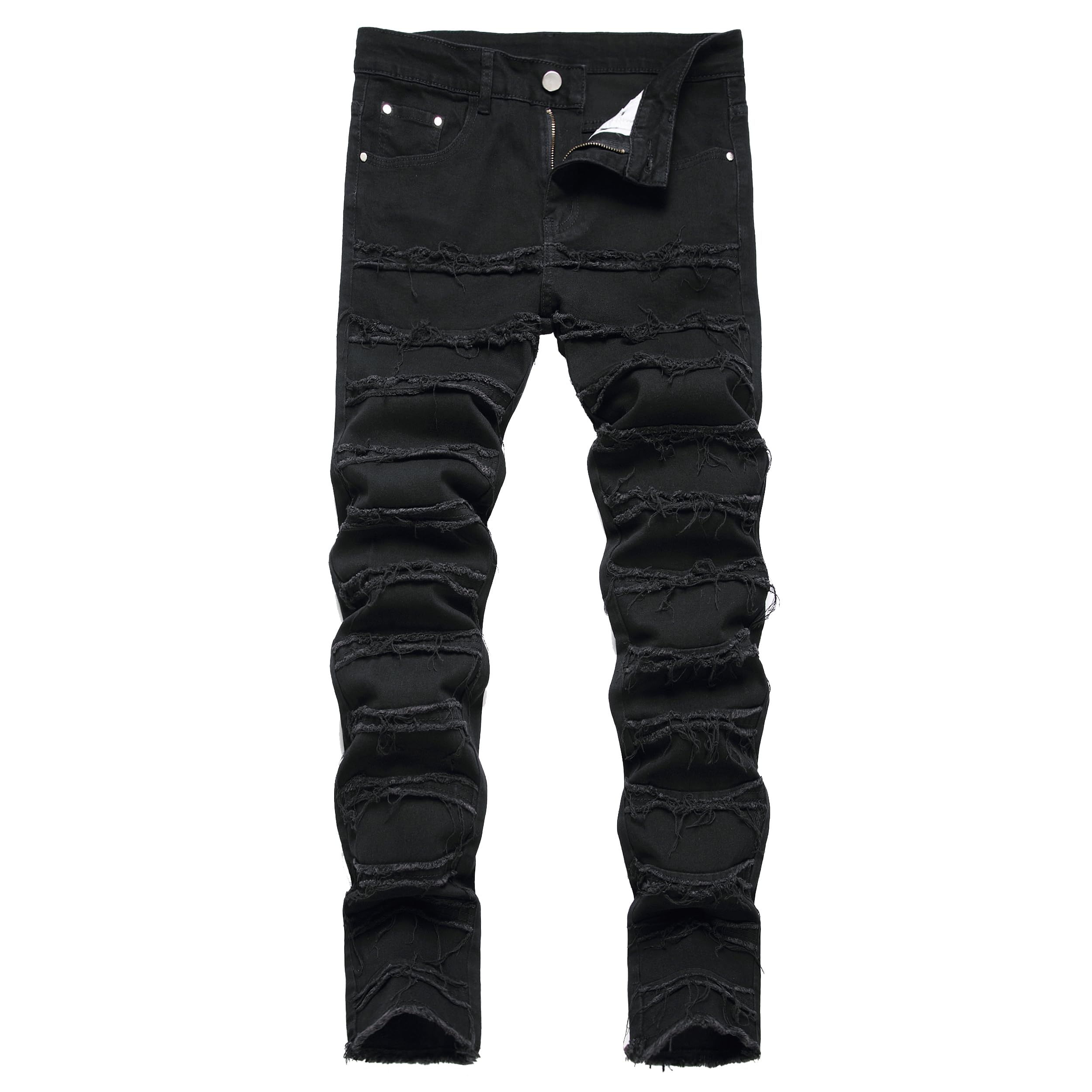 JUNBAOSS Men's Slim Fit Jeans Stretch Ripped Skinny Jeans for Men, Fashion Straight Leg Comfort Flex Waist Casual Pants