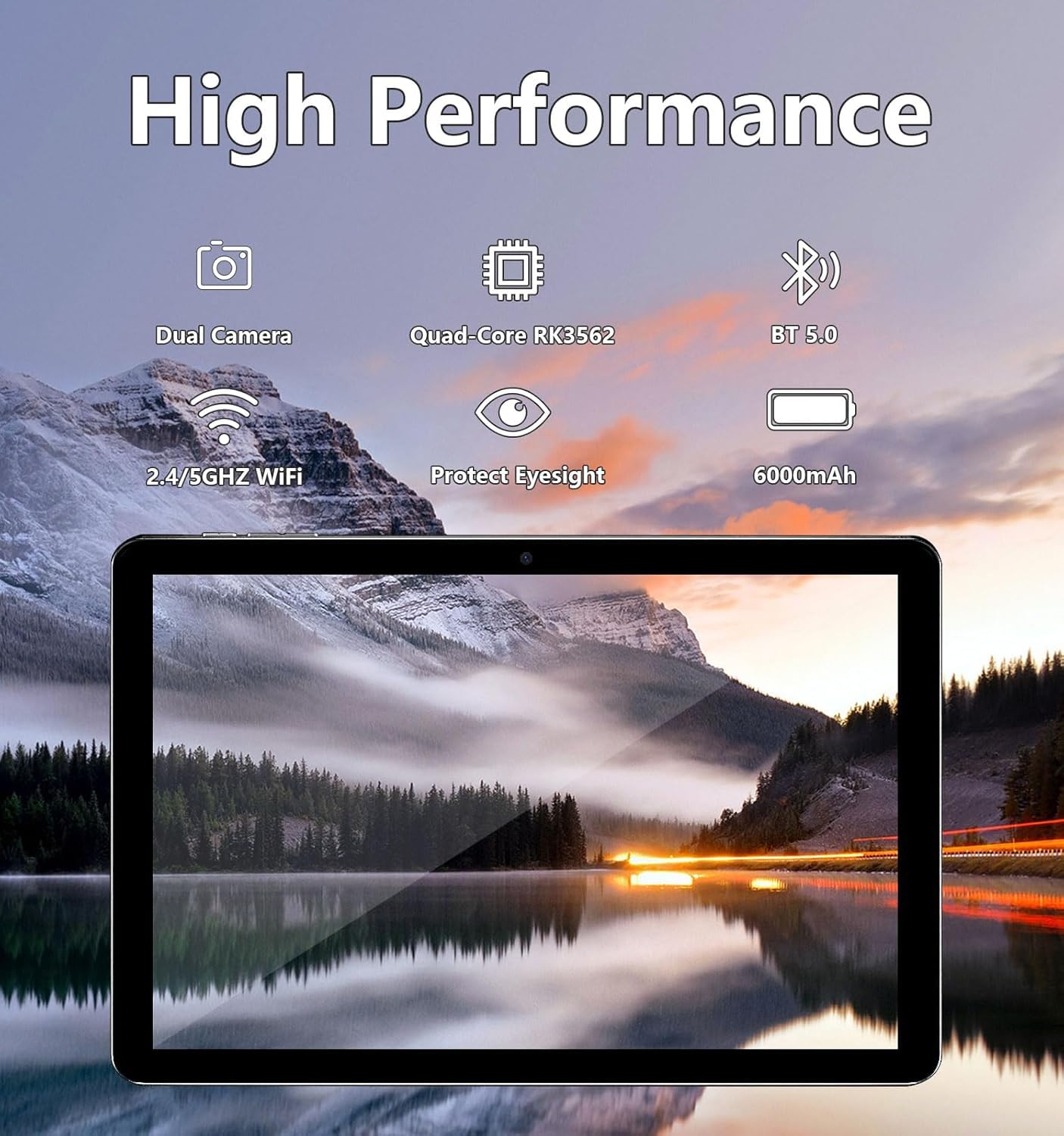 ECOPAD 10.1 Inch Tablet, Android 15 Tablets 12GB(4+8) RAM / 64GB ROM / 1TB SD Card Expansion, 1280x800 IPS HD Touchscreen, 6000mAh Battery, Bluetooth 5.0, Dual Cameras, GMS, Dual Band WiFi