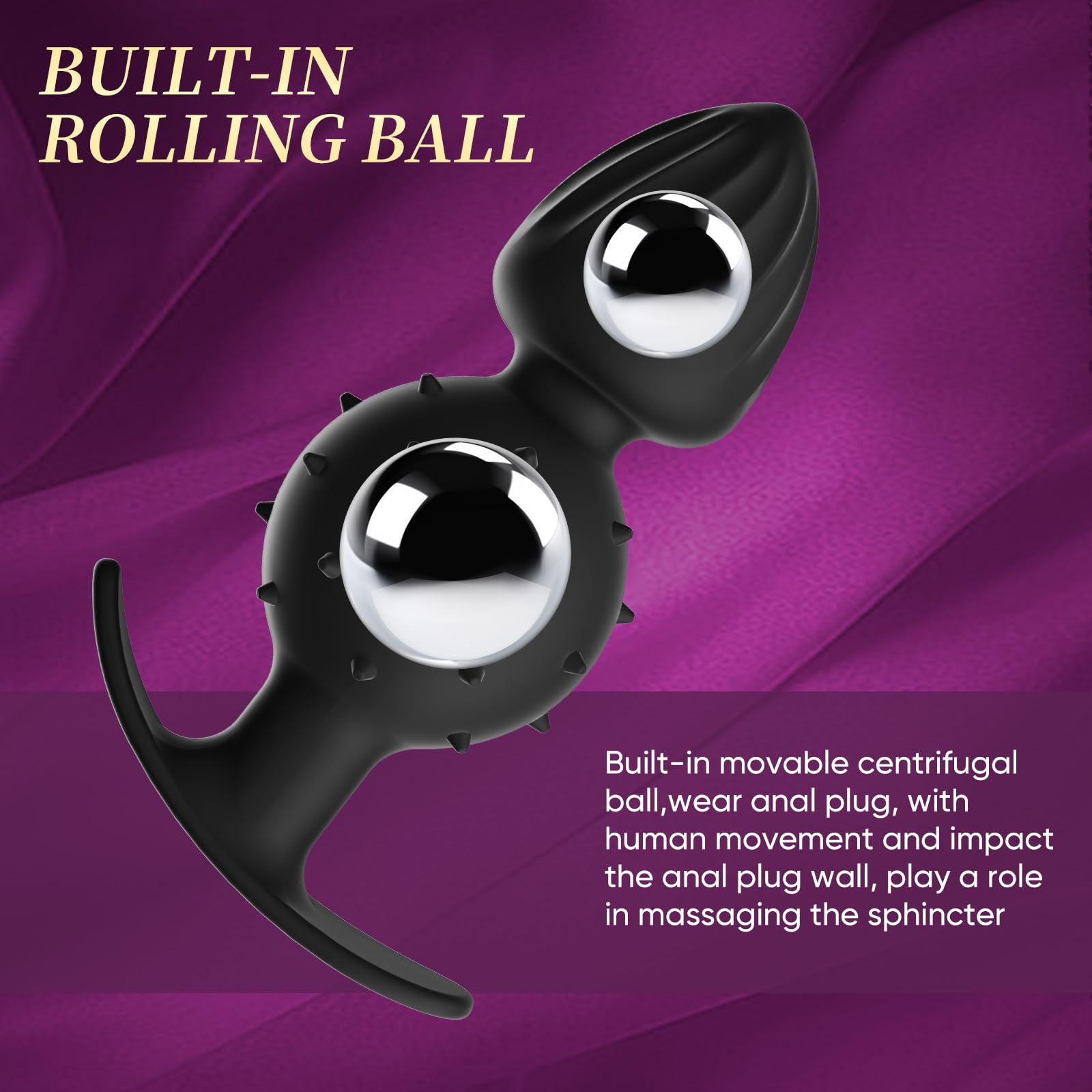 Sex Toys Dual-Ball Butt Plug Anal Plug with Internal Rolling Beads，Enhanced Sensory Stimulation Through Vibrations on Impact，Wearable Anal Dildo, Comfort-Fit for Anal Sex Toys for Advanced Women Men