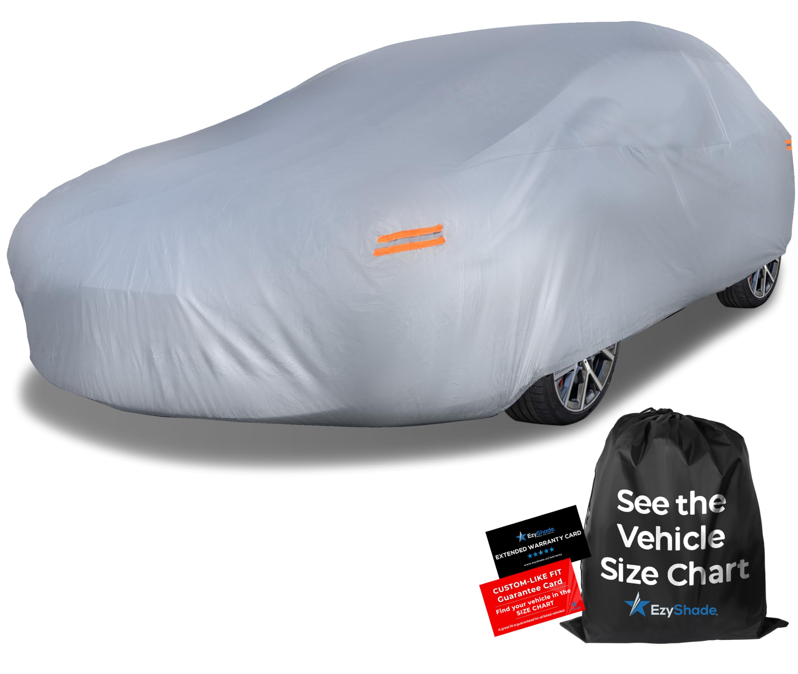 EzyShade 10-Layer Car Cover Waterproof All Weather. See Vehicle Size-Chart for Accurate Fit. Outdoor Full Exterior Covers for Automobiles Sedan Hatch. Rain Sun Snow.