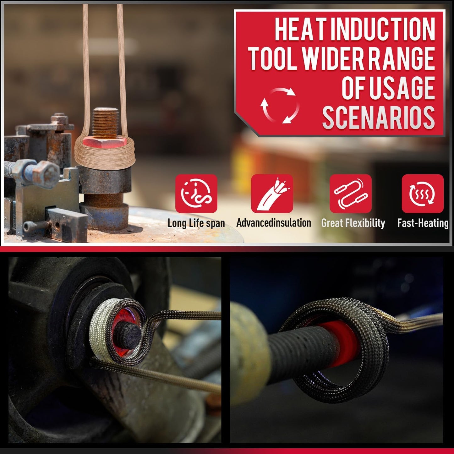 Induction Heater 1300W 110V Bolt Removal,Handheld Magnetic Induction Heater Tool with 5 Coils for Rusty Screw Removing