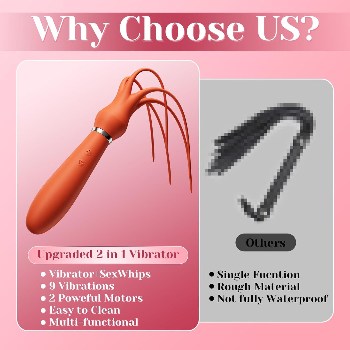 Vibrating Sex Whip Sex Toys Couple Vibrator Floggers, Adult Toys Vibrators Clitoral Stimulator Anal Toy Dildo with 9 Vibrations for Women Couples Sex Toy, Silione Tickling Massager for Foreplay