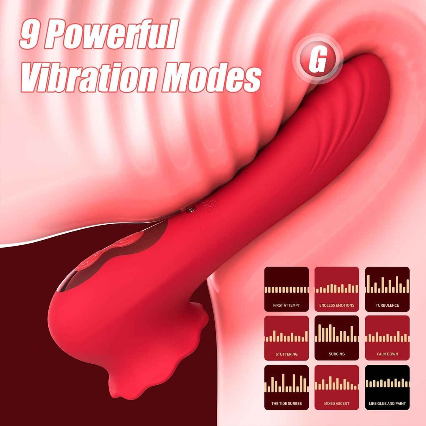 G Spot Vibrator Wand Sex Toys - Rose Sex Toys for Women, Nipple Clitoral Anal Stimulator Dildo with 9 Vibrating & Tapping Modes, Waterproof Wand Massager Adult Sex Toy for Female and Couples