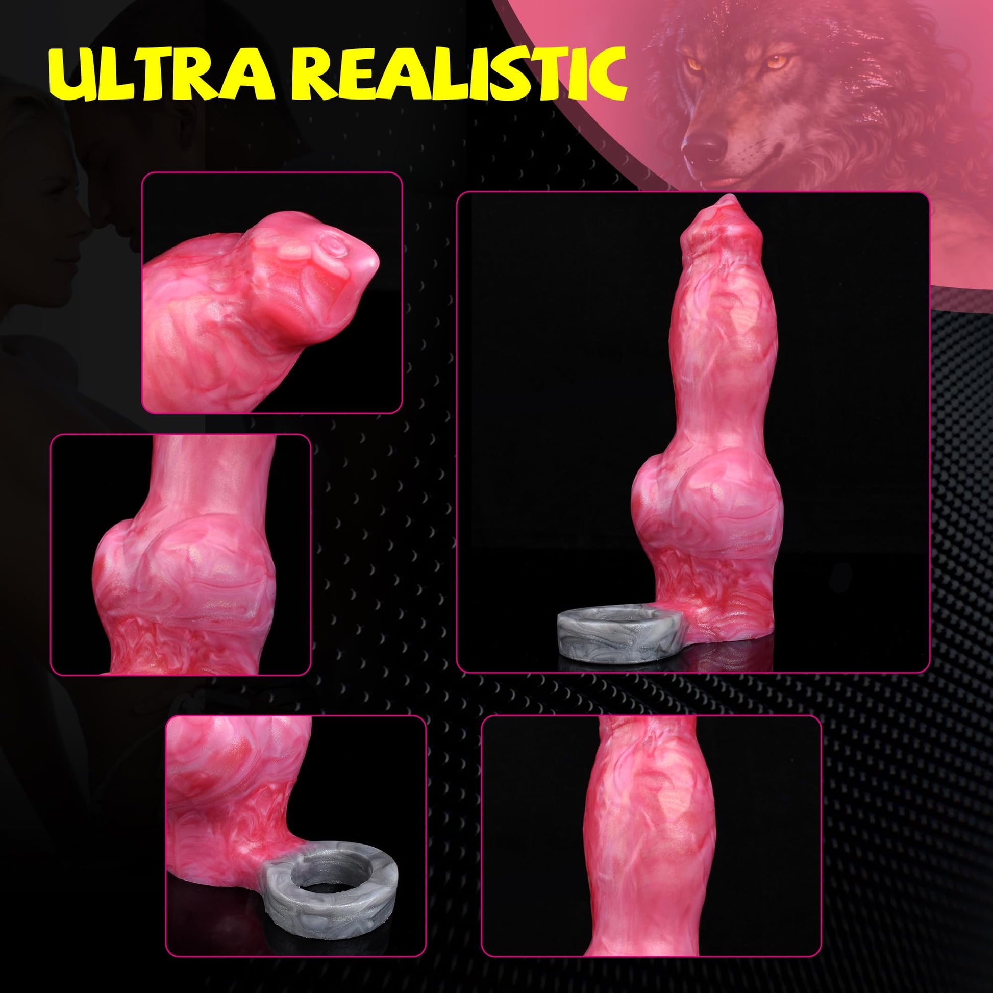 Dog Penis Sleeve Enlargement for Men, 8inch Soft Silicone Monster Dildo Grith Extender with Penis Ring Ejaculation Delay for Couples